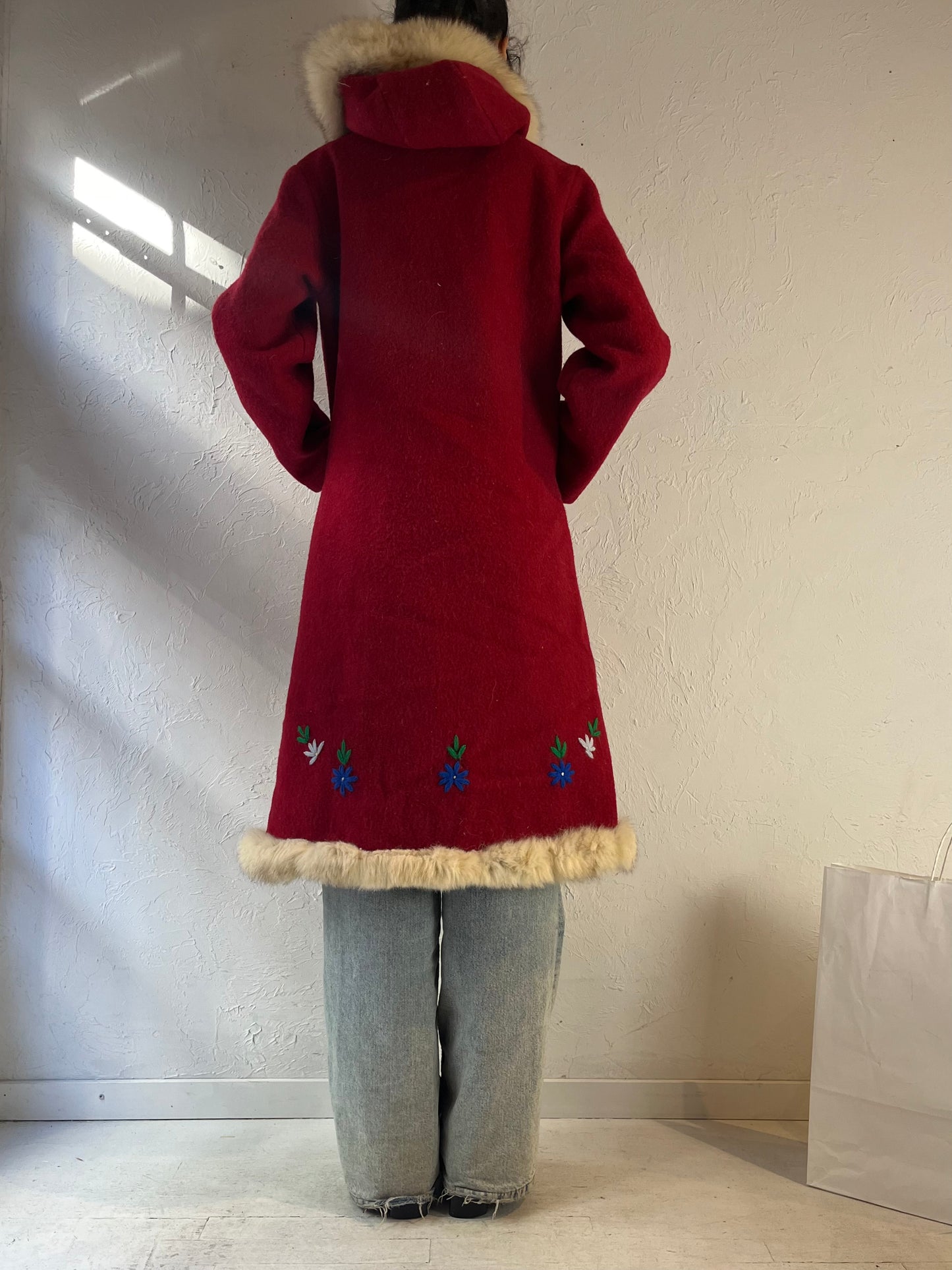 Vintage ‘Yukon’ Red Wool Parka Coat / Small