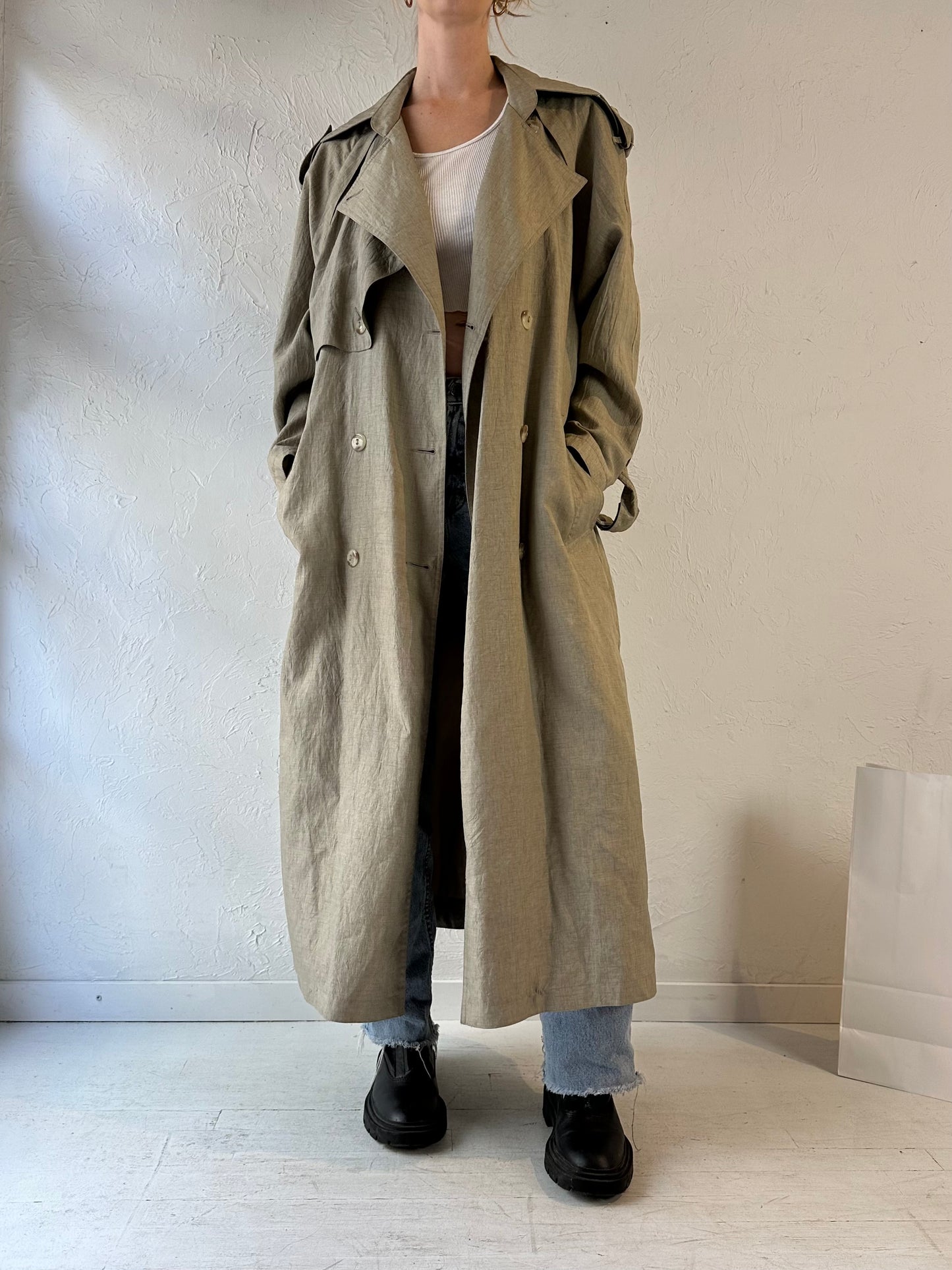 Y2k 'Apropos' Lightweight Beige Trench Coat / Medium