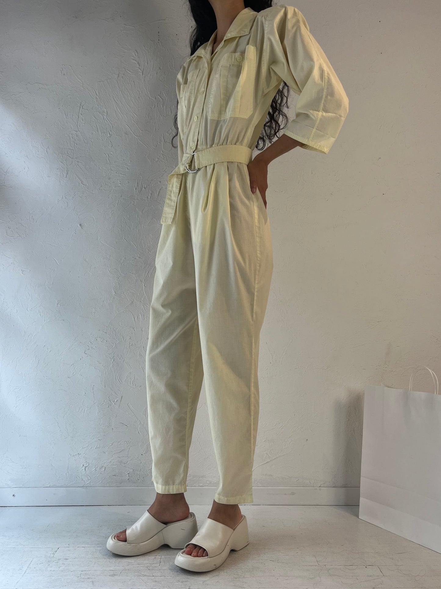 Vintage 'E'Tiole' Cream Jumpsuit / Small