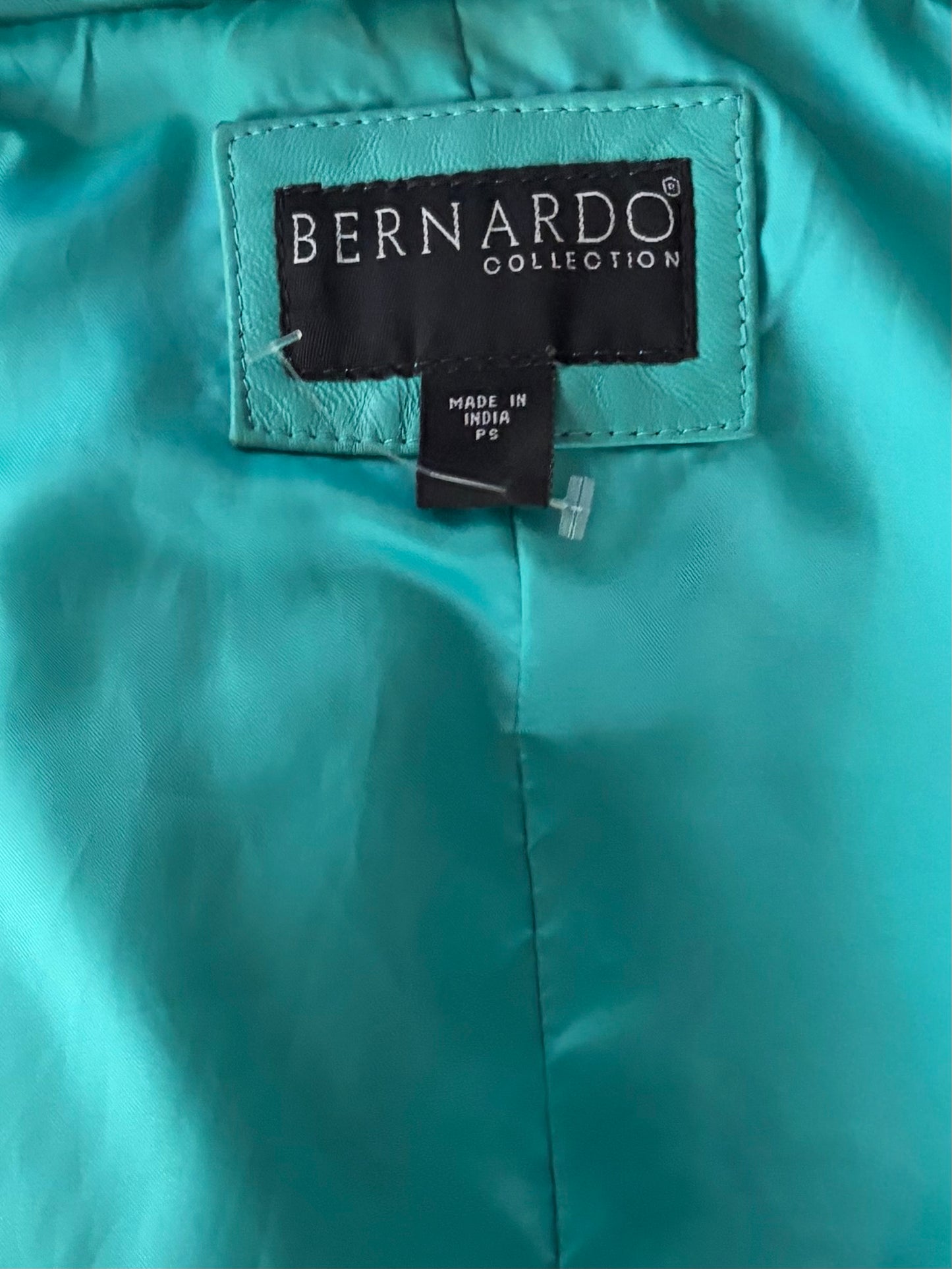 Y2k 'Bernardo' Turquoise Leather Blazer Style Jacket / Vintage 2000s Minimalist Jacket / Small