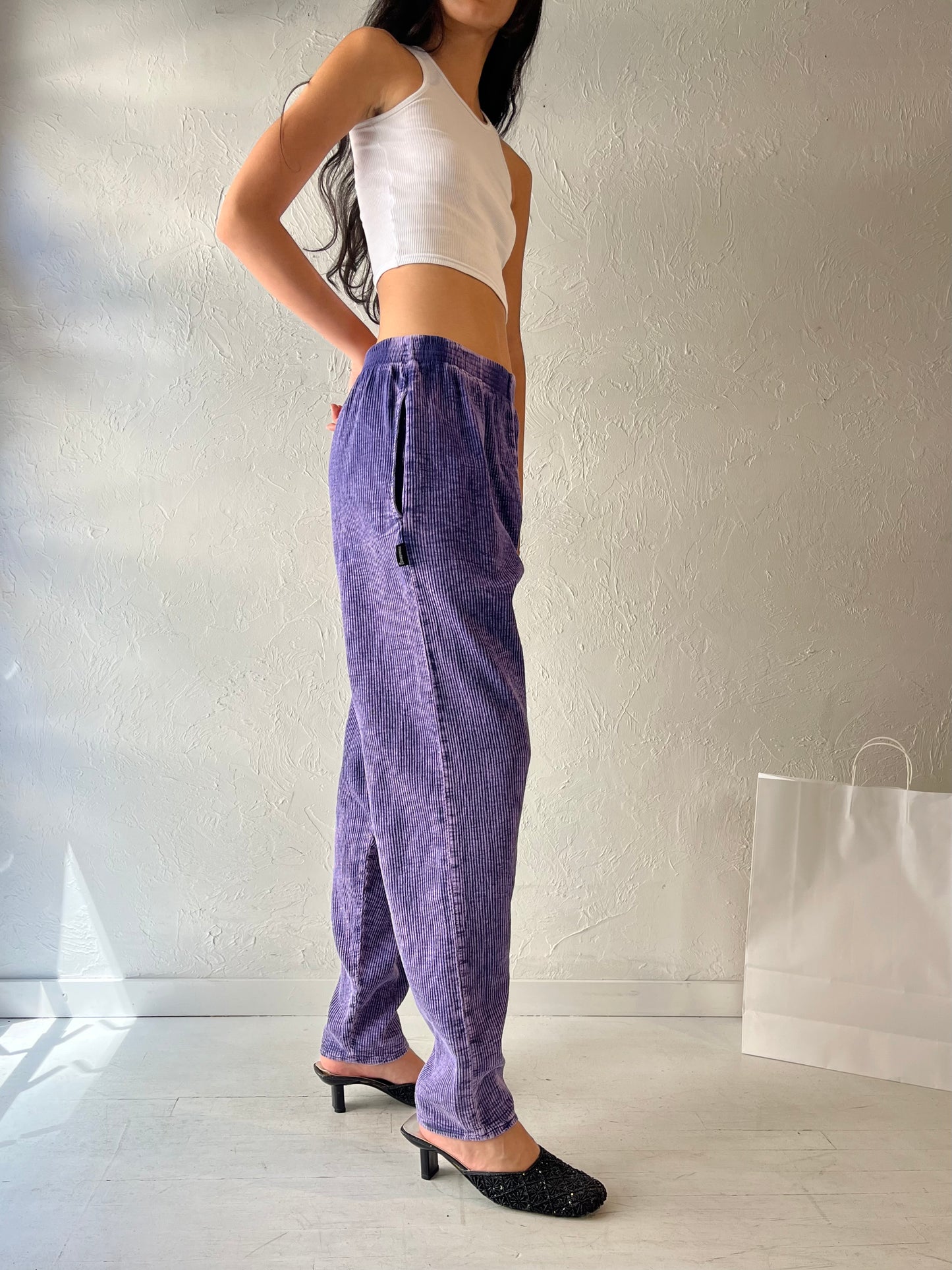 90s 'Ezze Wear' Purple Cotton Pants / Medium