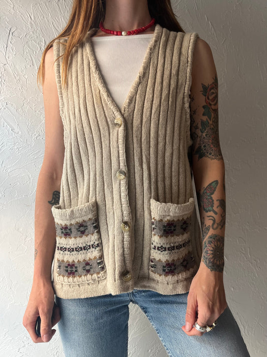 90s 'Notables' Wool Sweater Vest / Medium