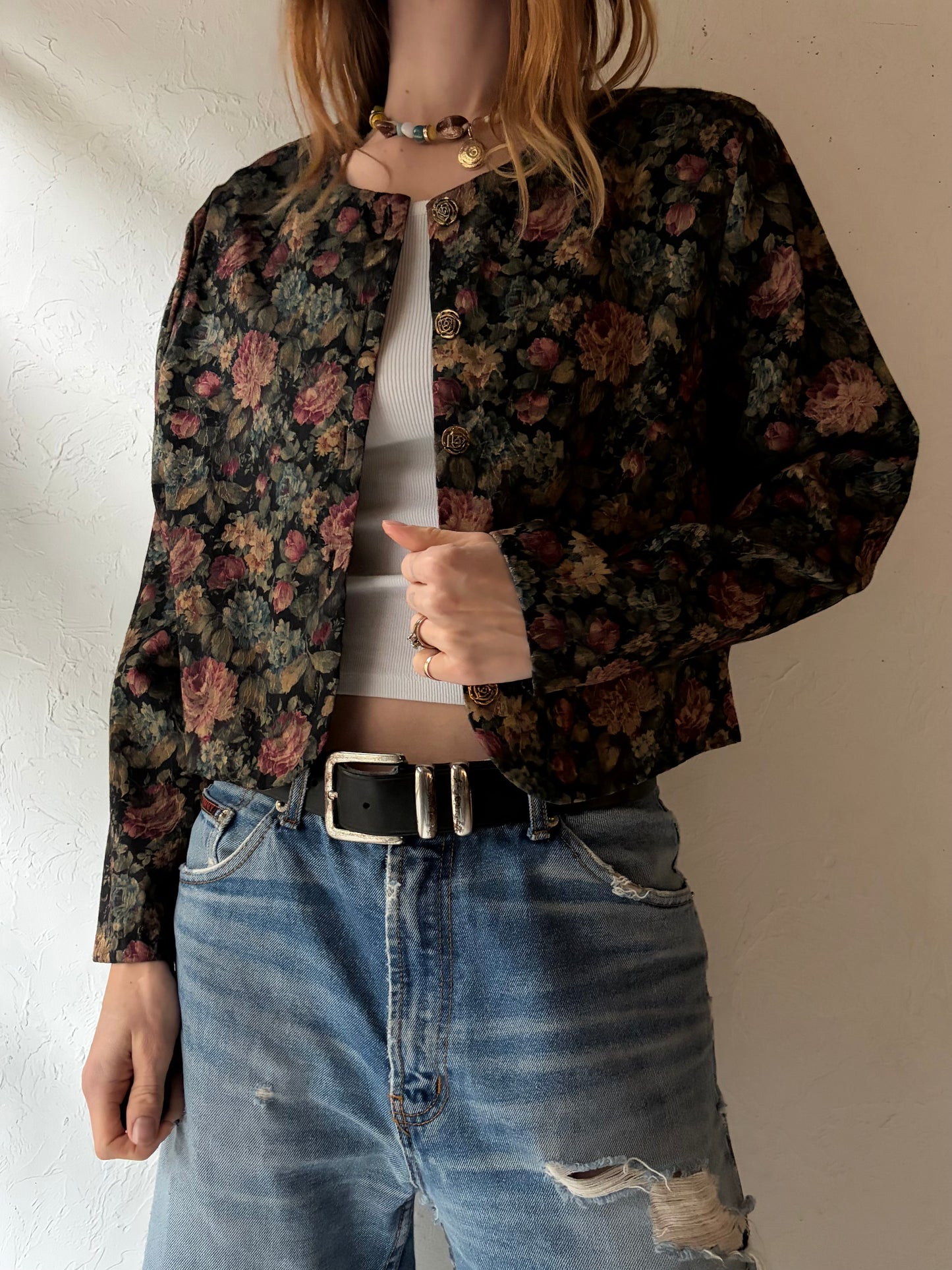 90s 'Brittany Nicole' Floral Jacket / Large