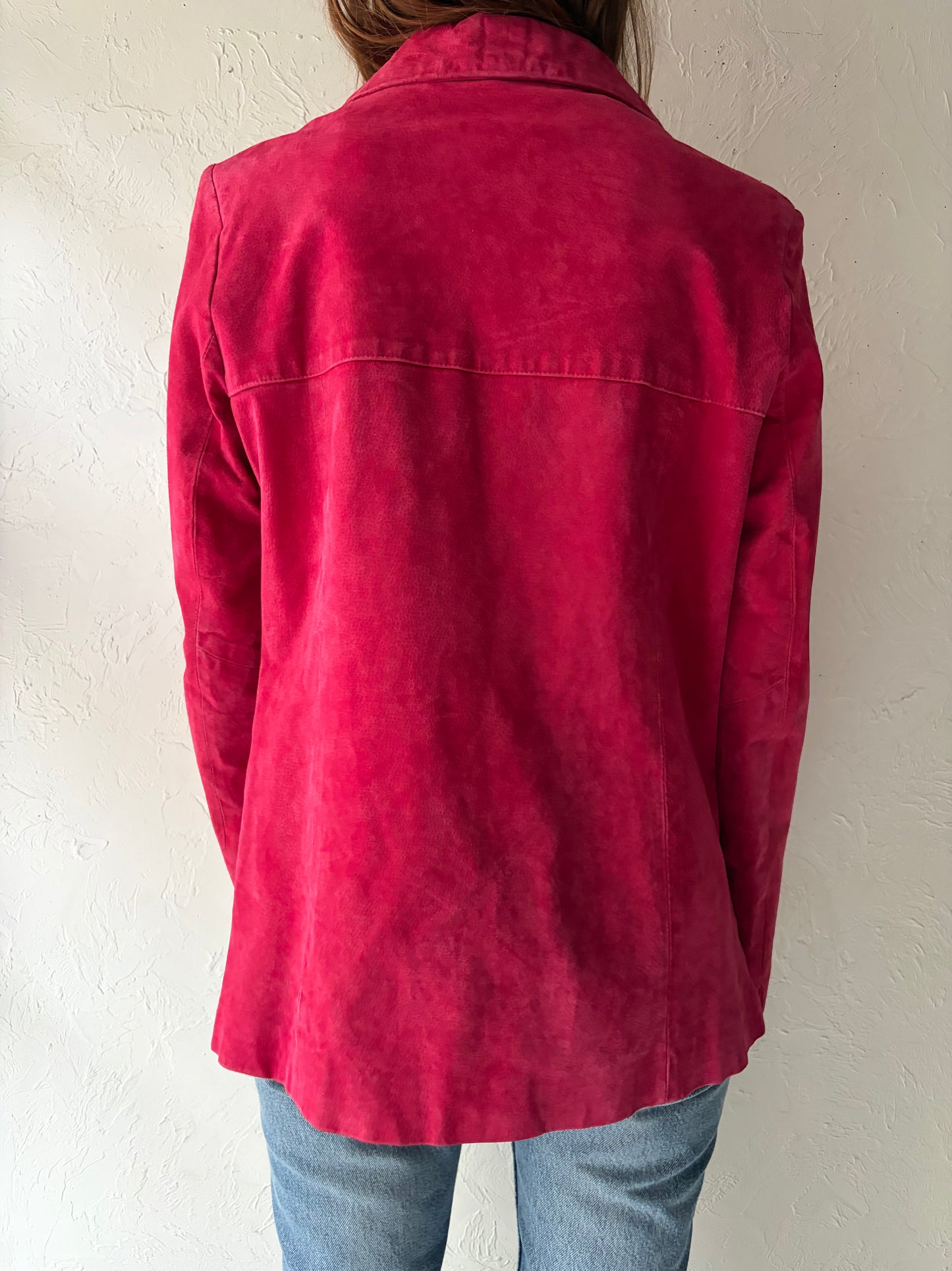 Y2k 'Cleo' Red Suede Leather Jacket / Medium