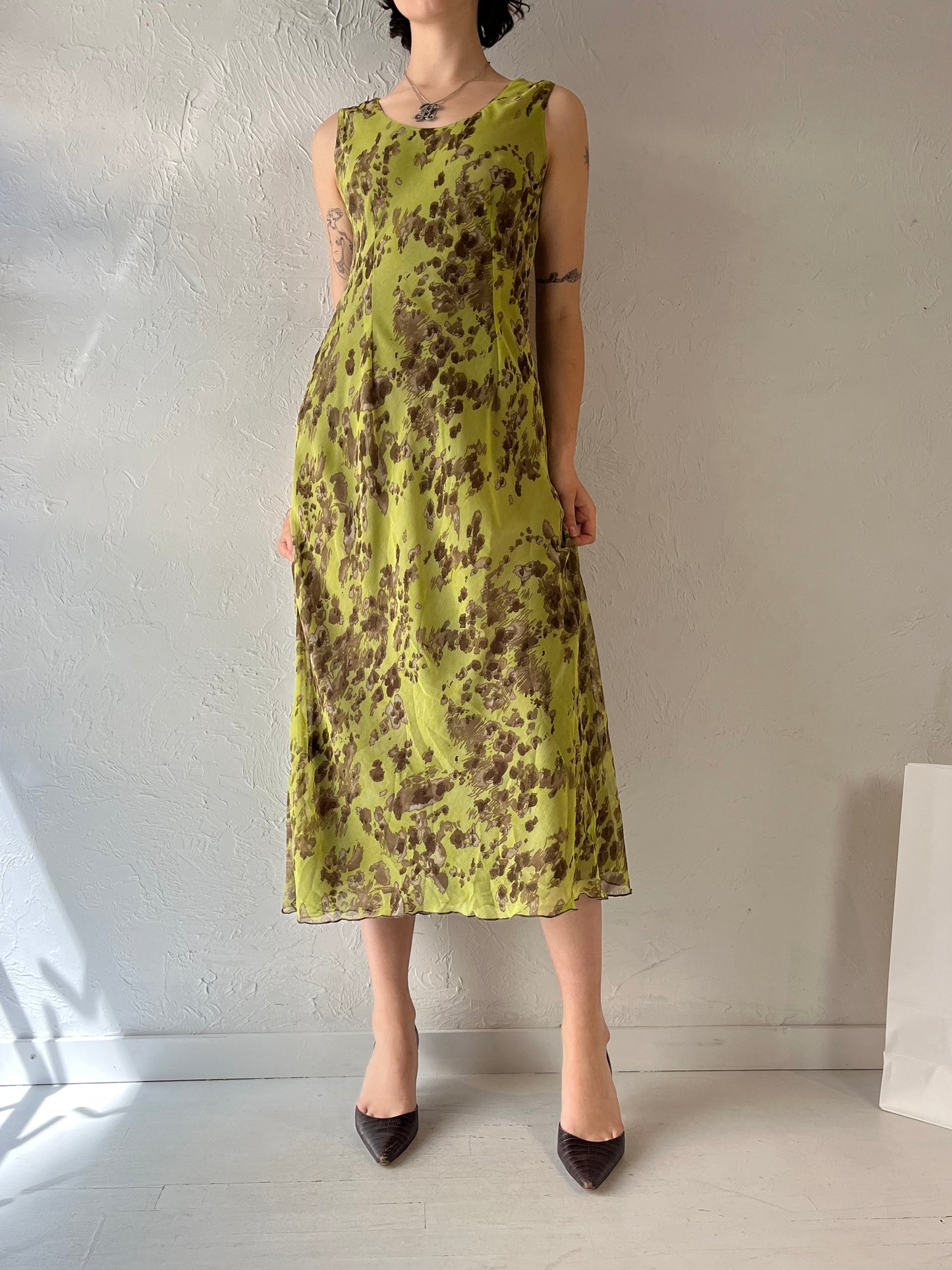 Vintage Green Sleeveless Midi Dress / Medium