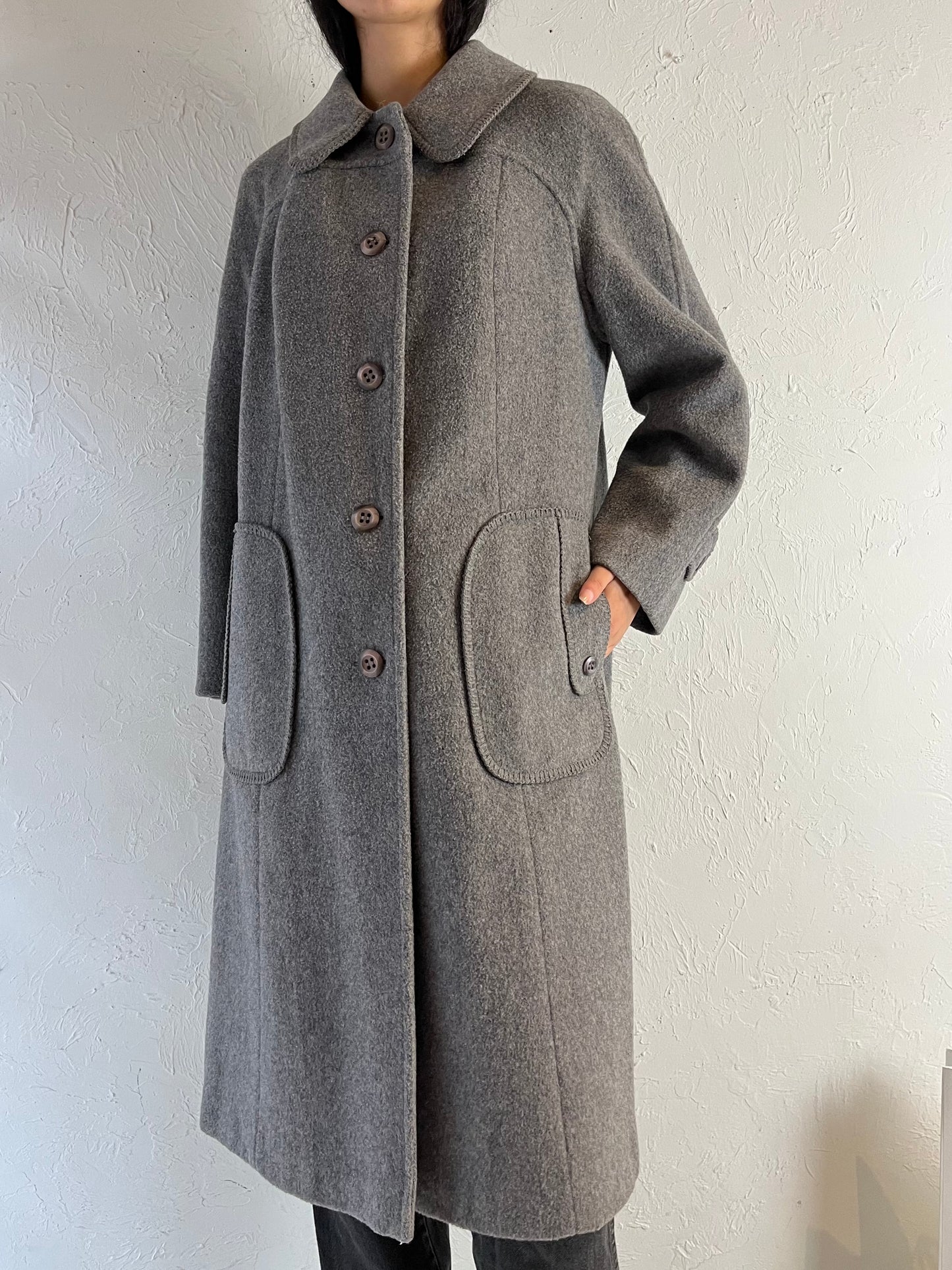 70s Union Made Gray Wool Coat / Medium