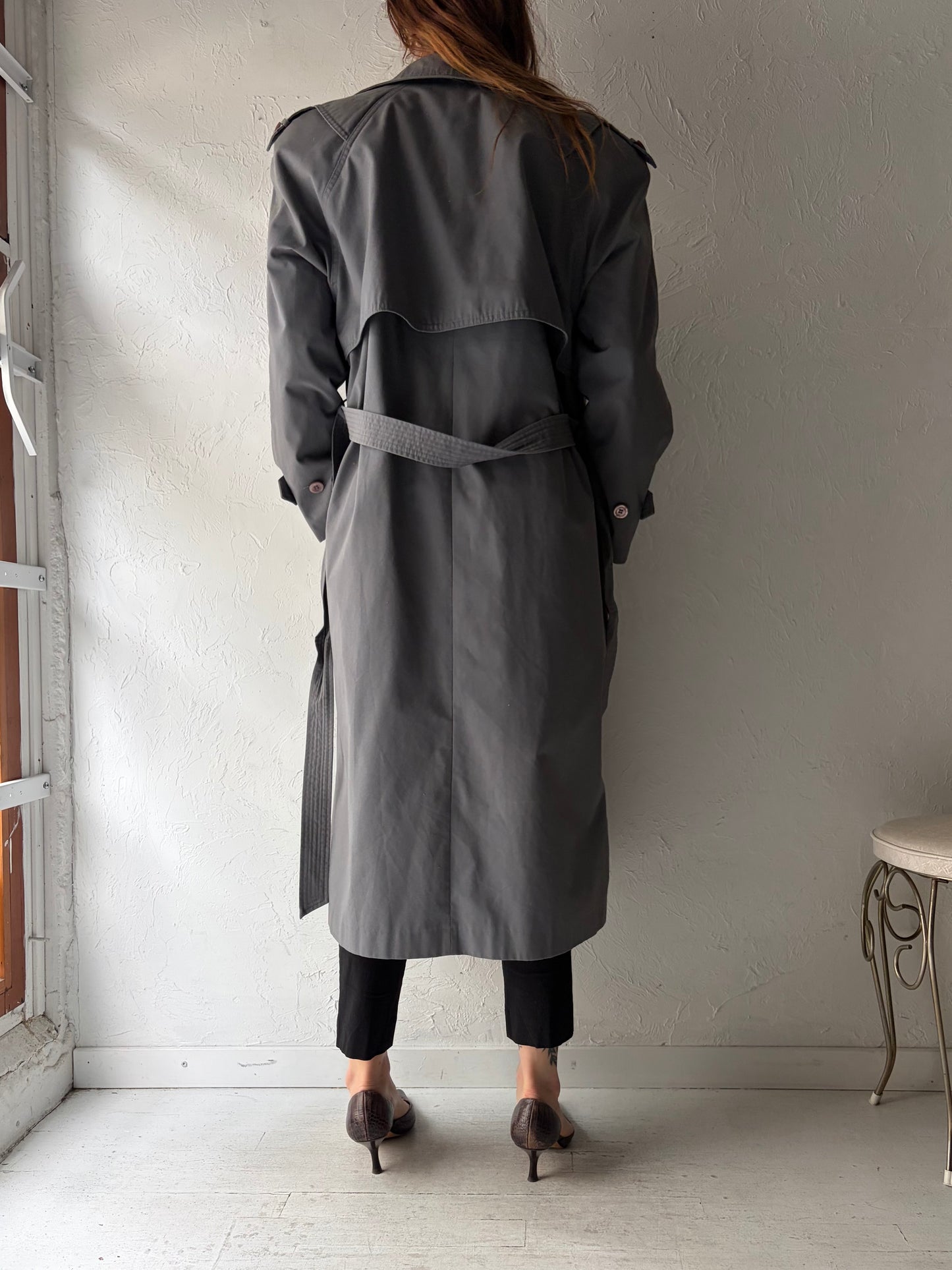 80s 'Sears Tradition' Gray Trench Coat / Large