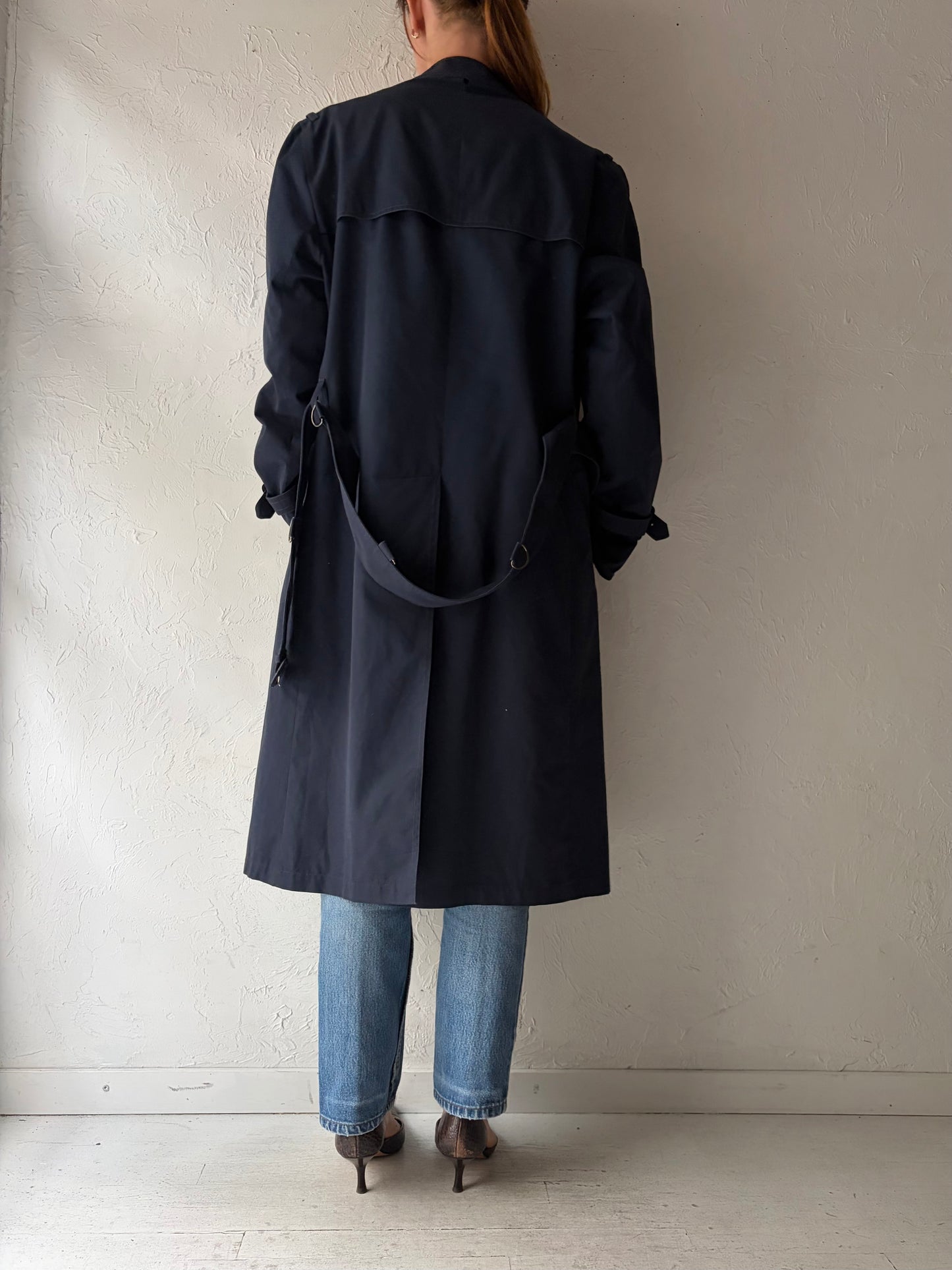 Vintage 'London Fog' Navy Blue Classic Trench Coat / Large