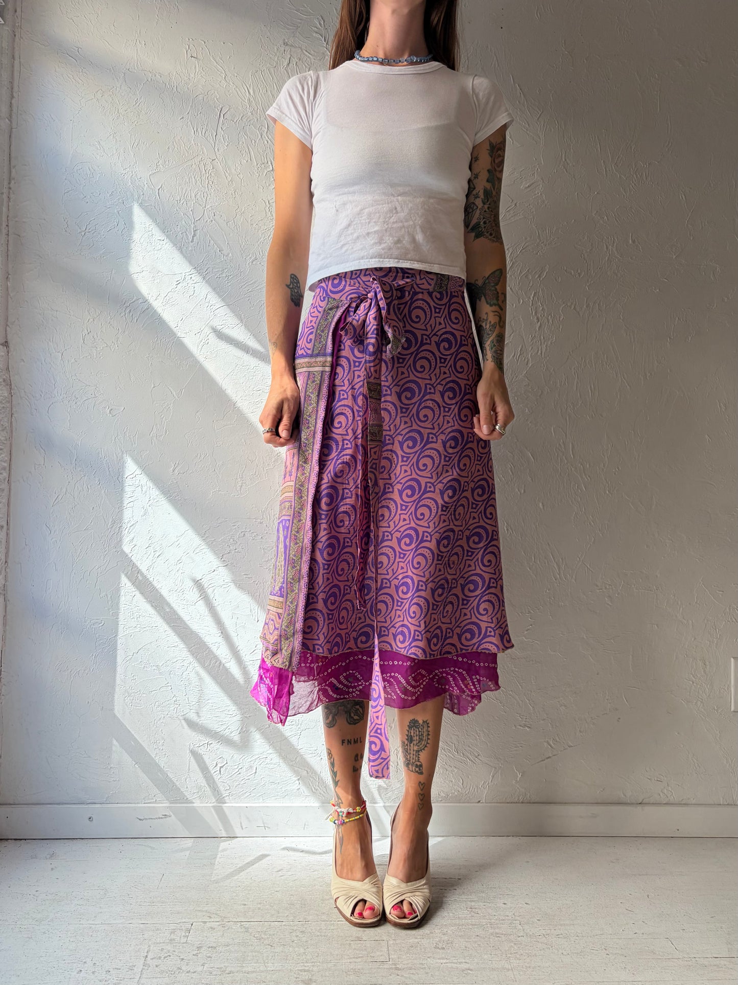 Vintage Reversible Wrap Skirt / Small - Large