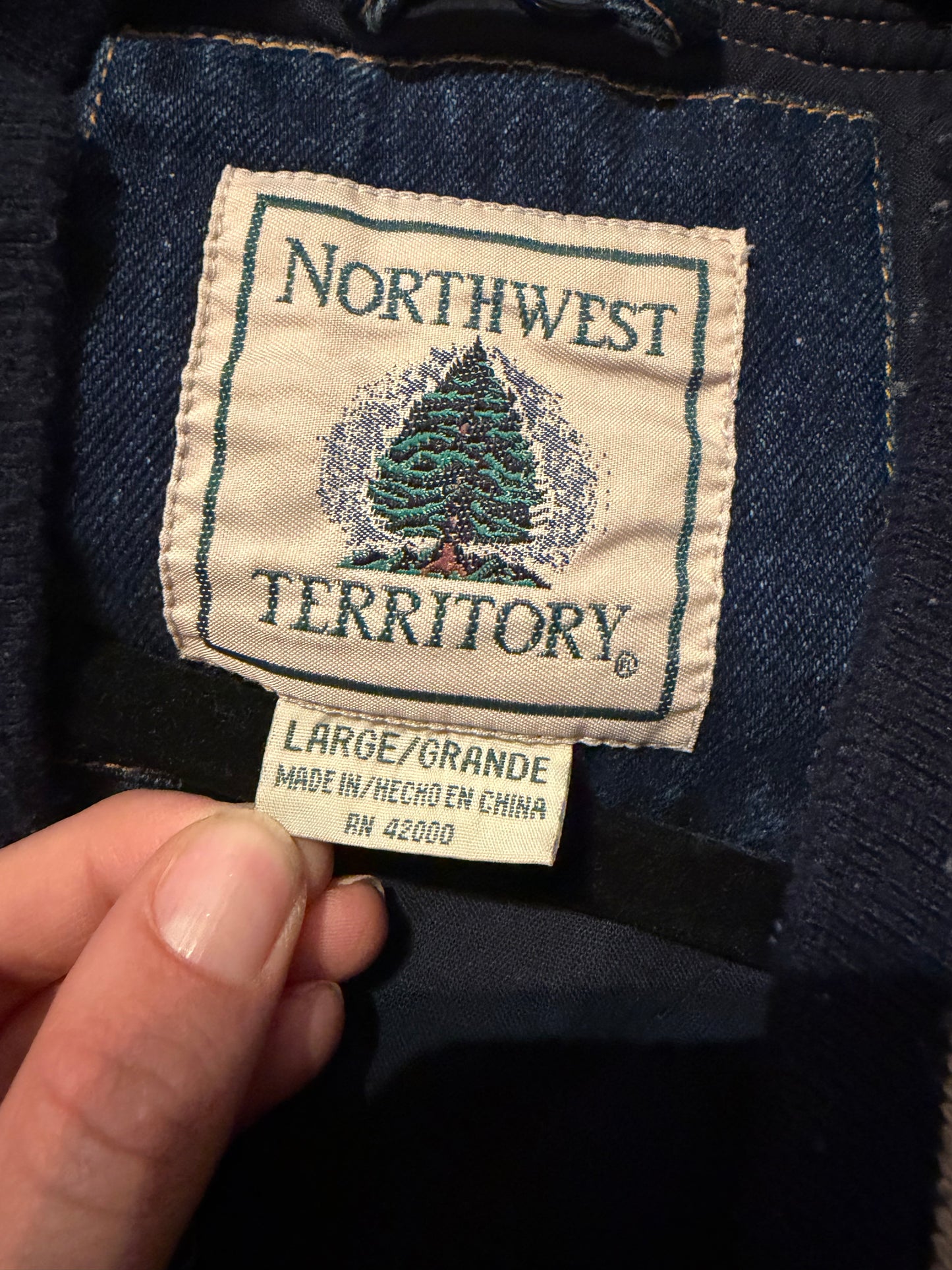 90s 'Northwest Territory' Denim Bomber Jacket / Large