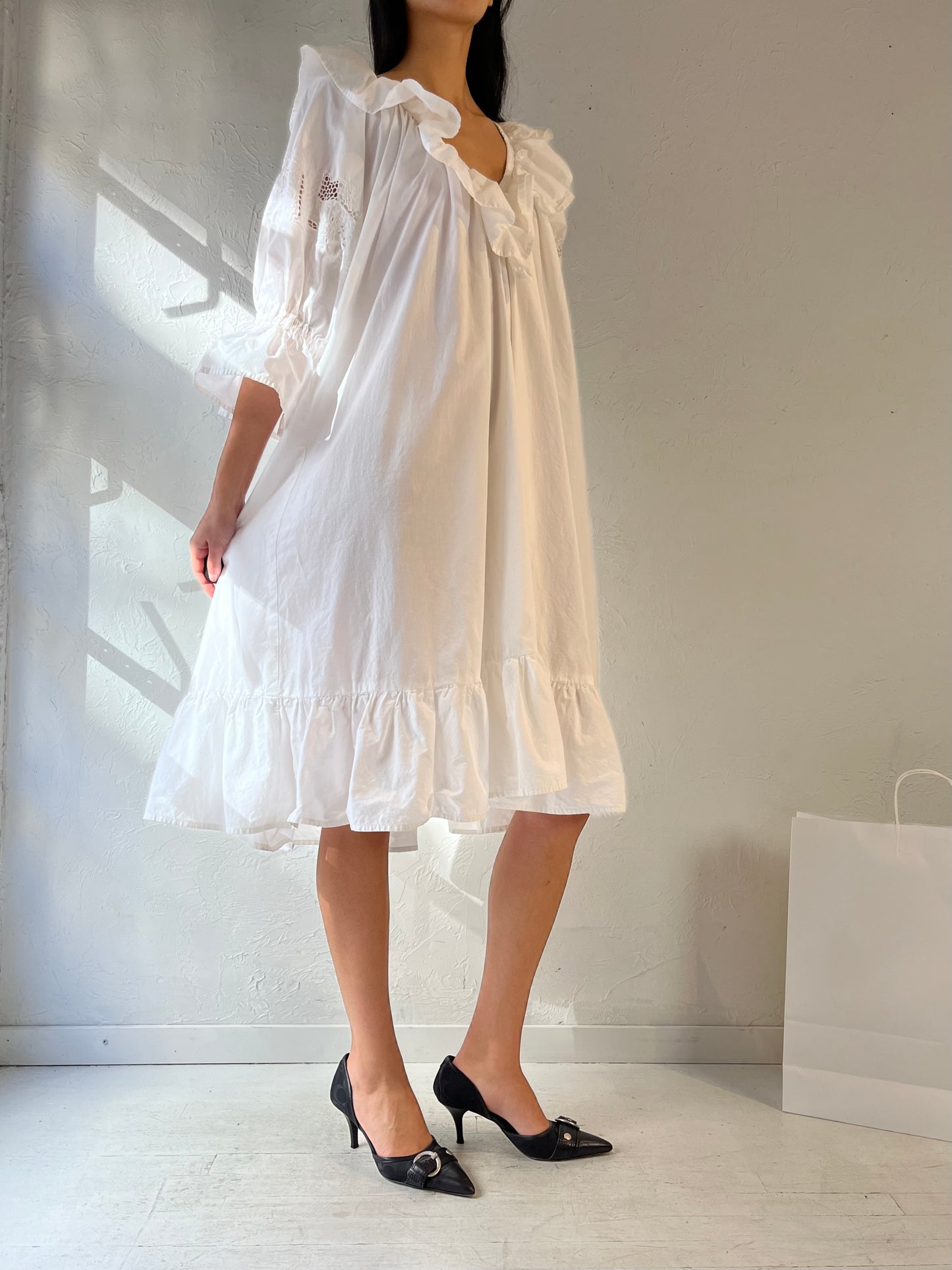 90s ‘Satyuga’ White Cotton Dress / XS