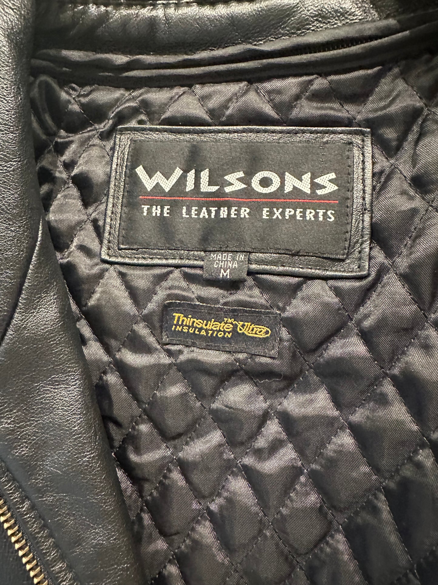 Y2k 'Wilsons' Black Leather Jacket / Medium