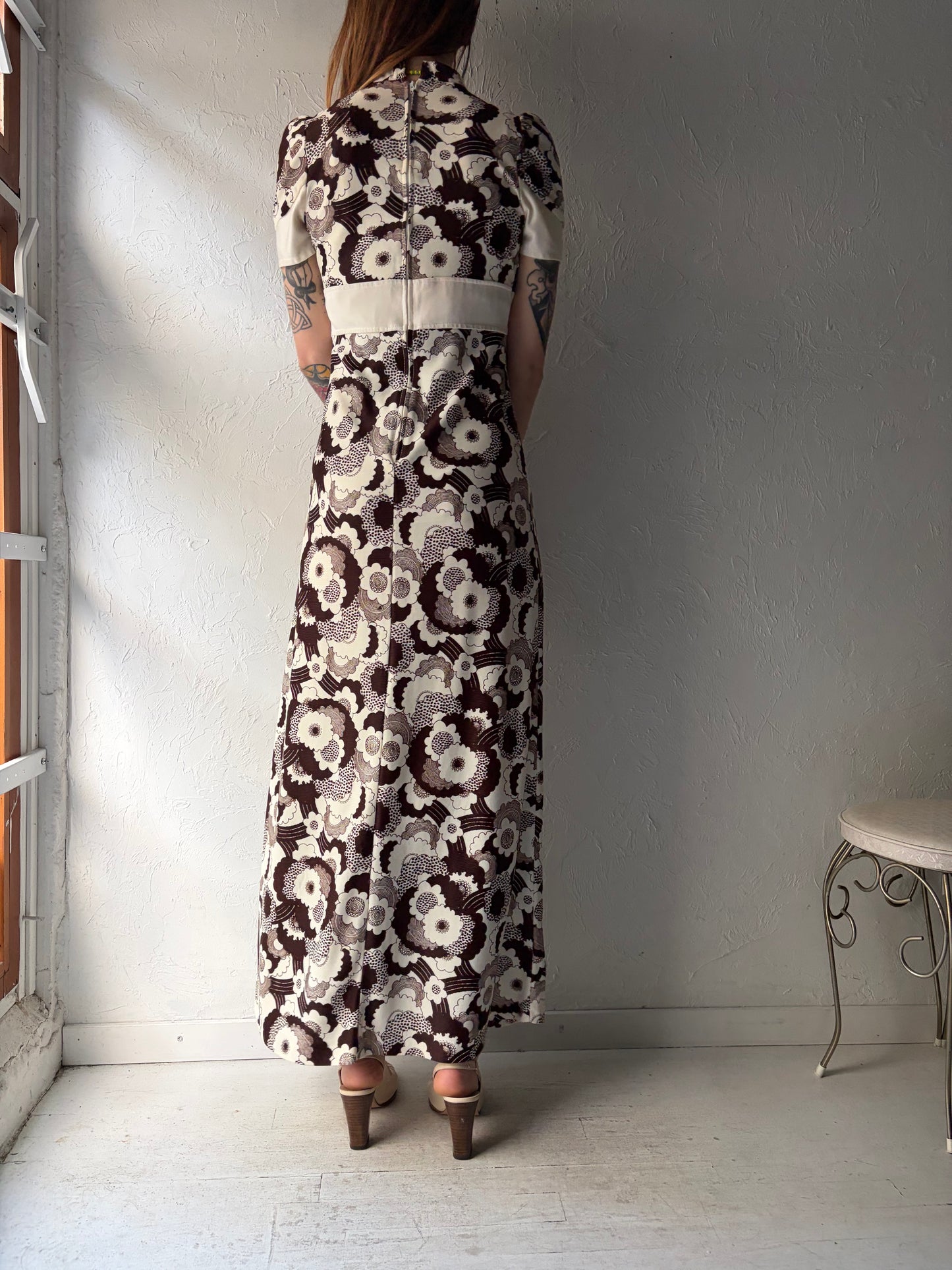 70s 'Elegant Lady' Floral Maxi Dress / Small