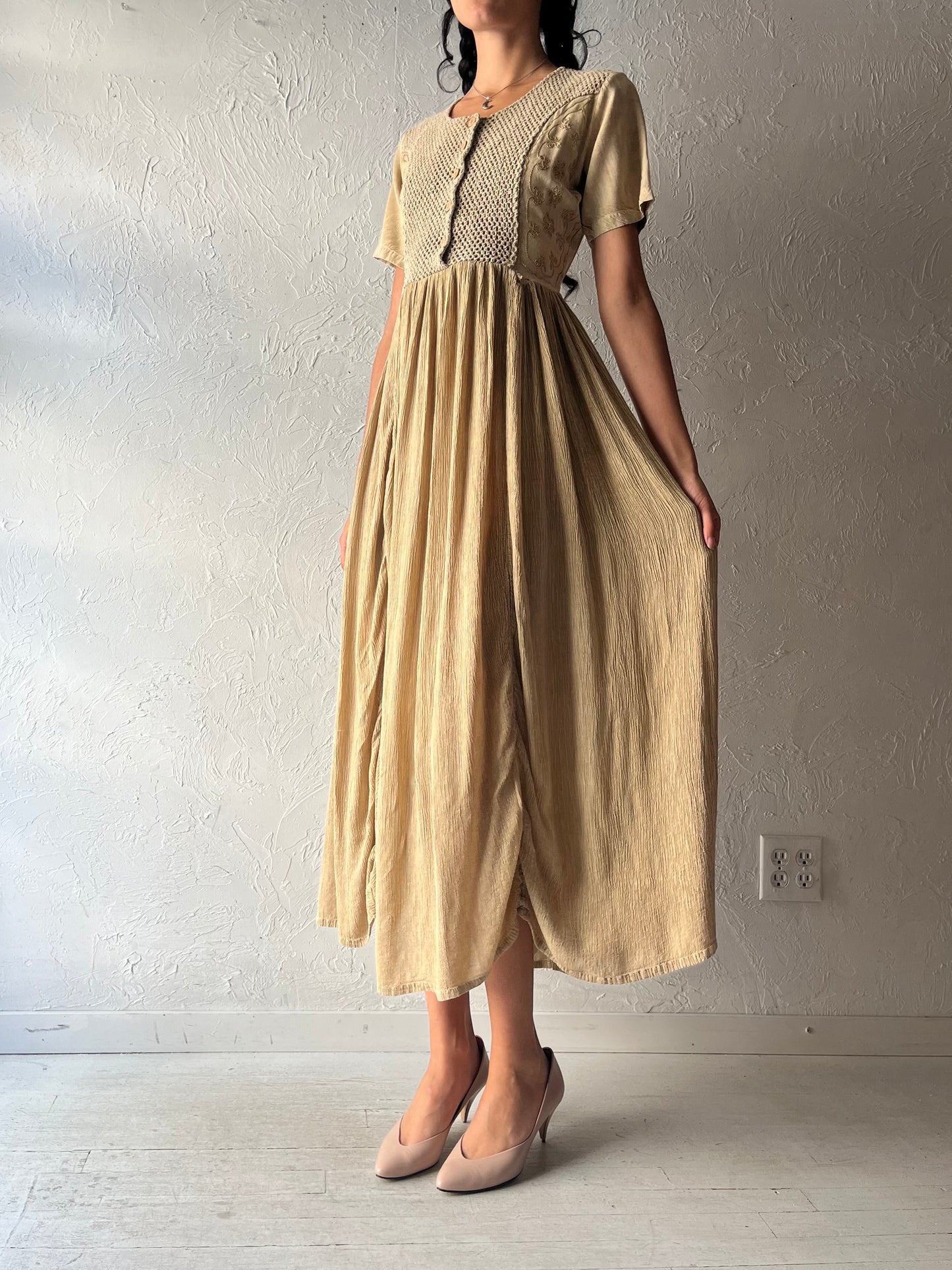 90s 'Beechers Brooks' FairyCore Crochet Dress / Small