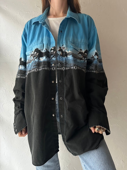 90s 'Panhandle Slim' Western Snap Up Shirt / XL