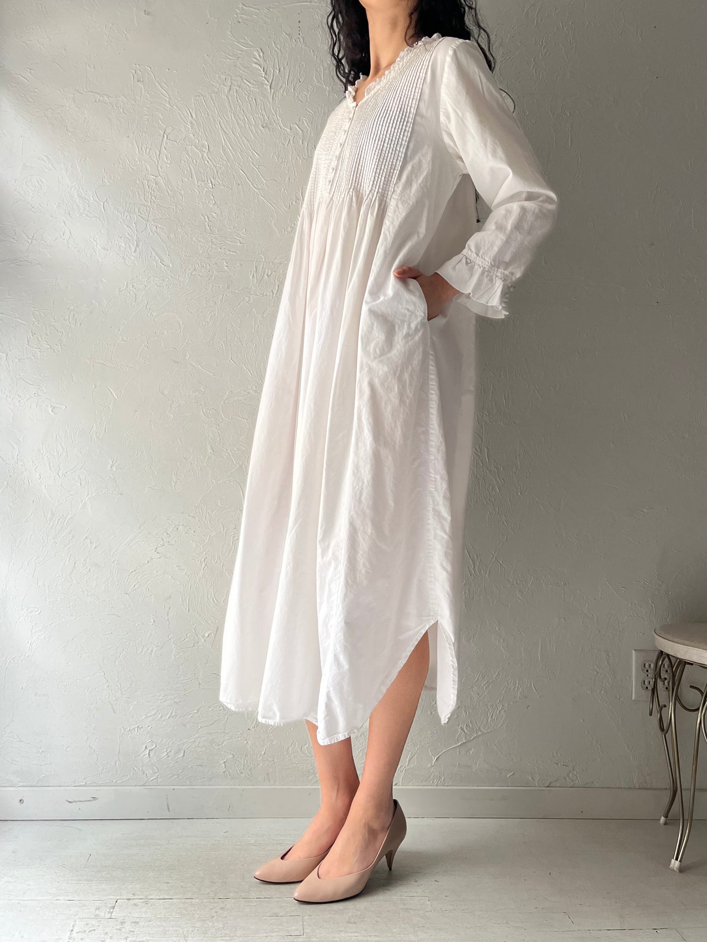 Y2k 'April Cornell' White Cotton Cottage Core Dress / Medium