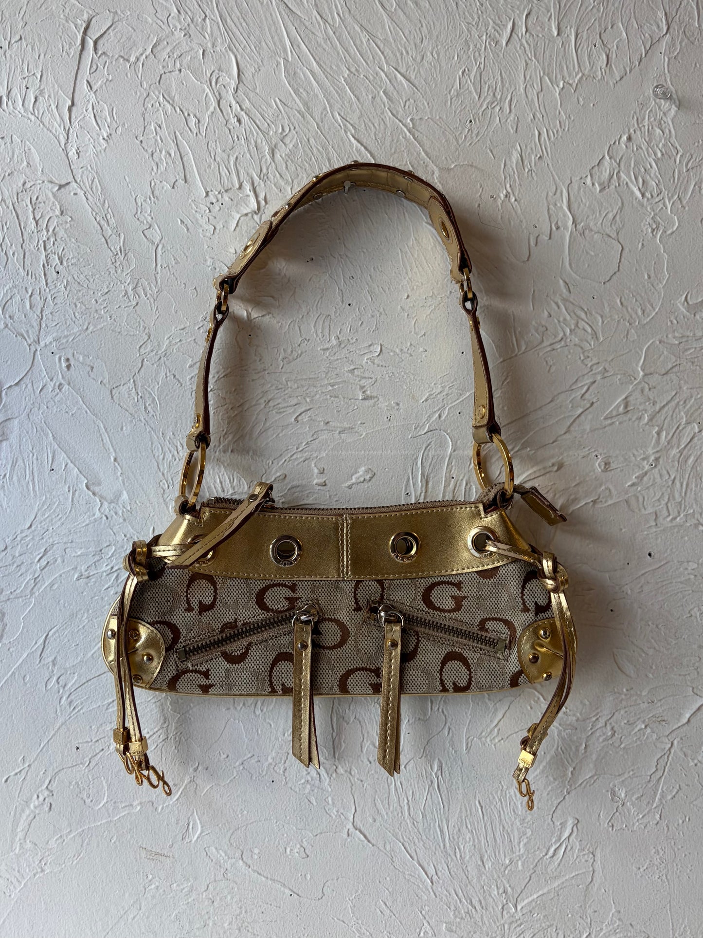 Y2K ‘Guess’ Gold Mini Monogram Purse