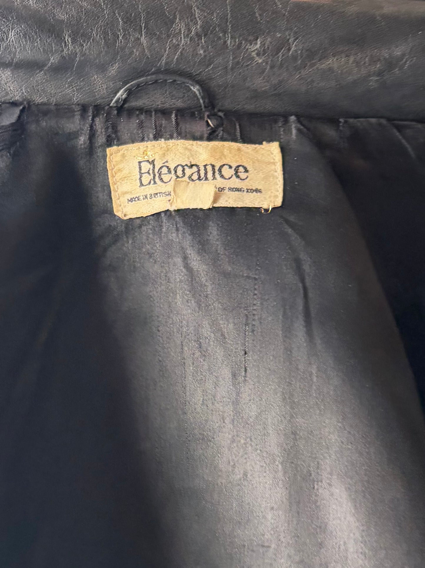 90s 'Elegance' Black Retro Grungecore Leather Jacket / Medium