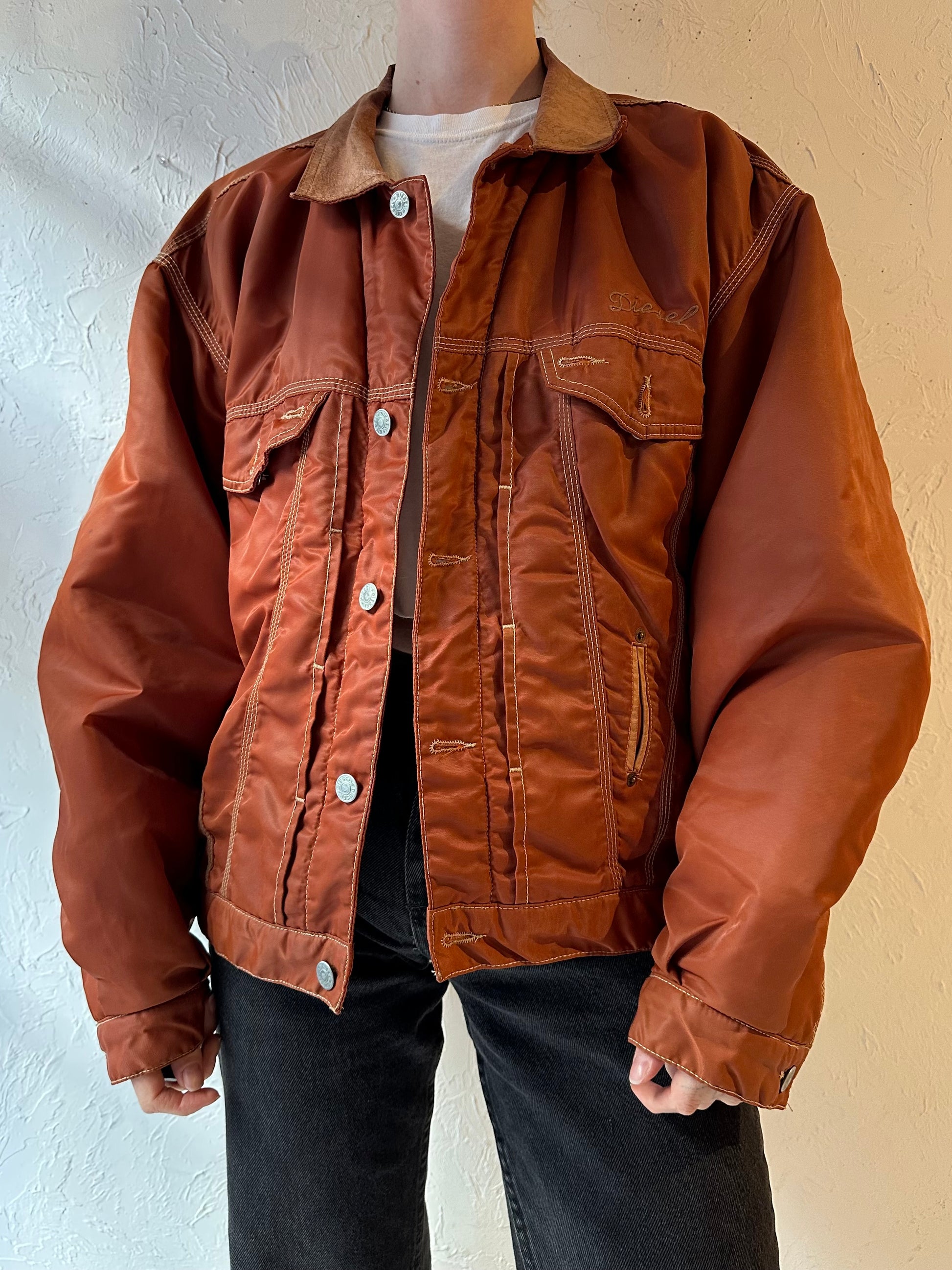 90s ‘Diesel’ Orange Bomber Style Jacket / Large