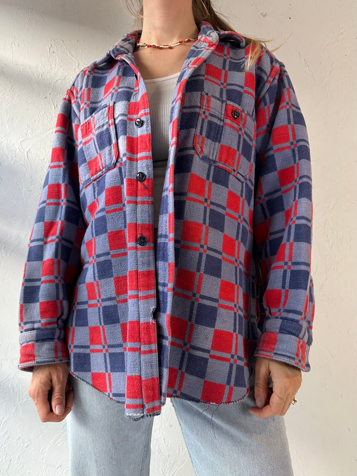 Vintage 'Champion' Thick Cotton Flannel Shirt / Medium - Large