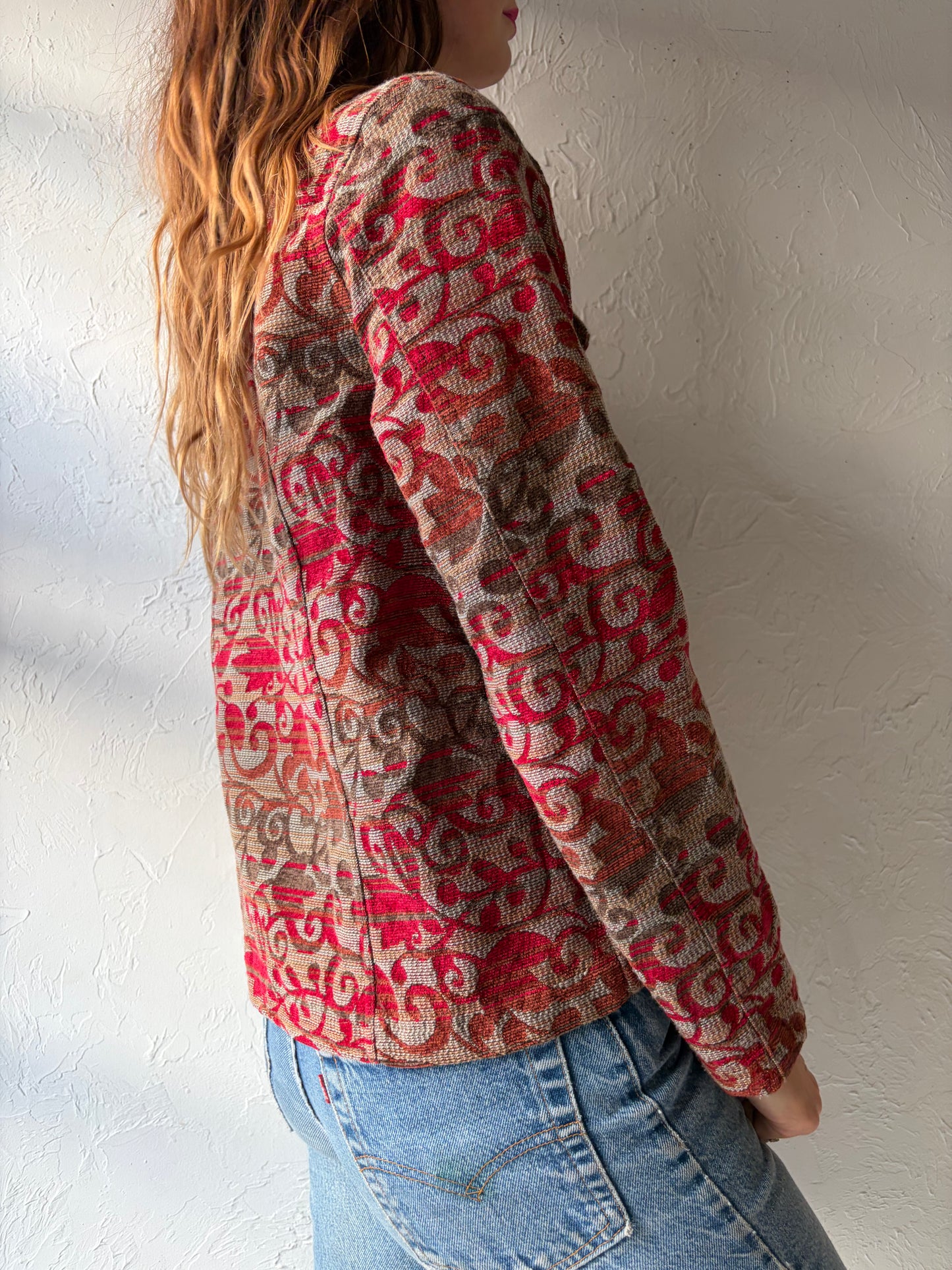 Y2k 'Christopher & Banks' Red Tapestry Jacket / Small