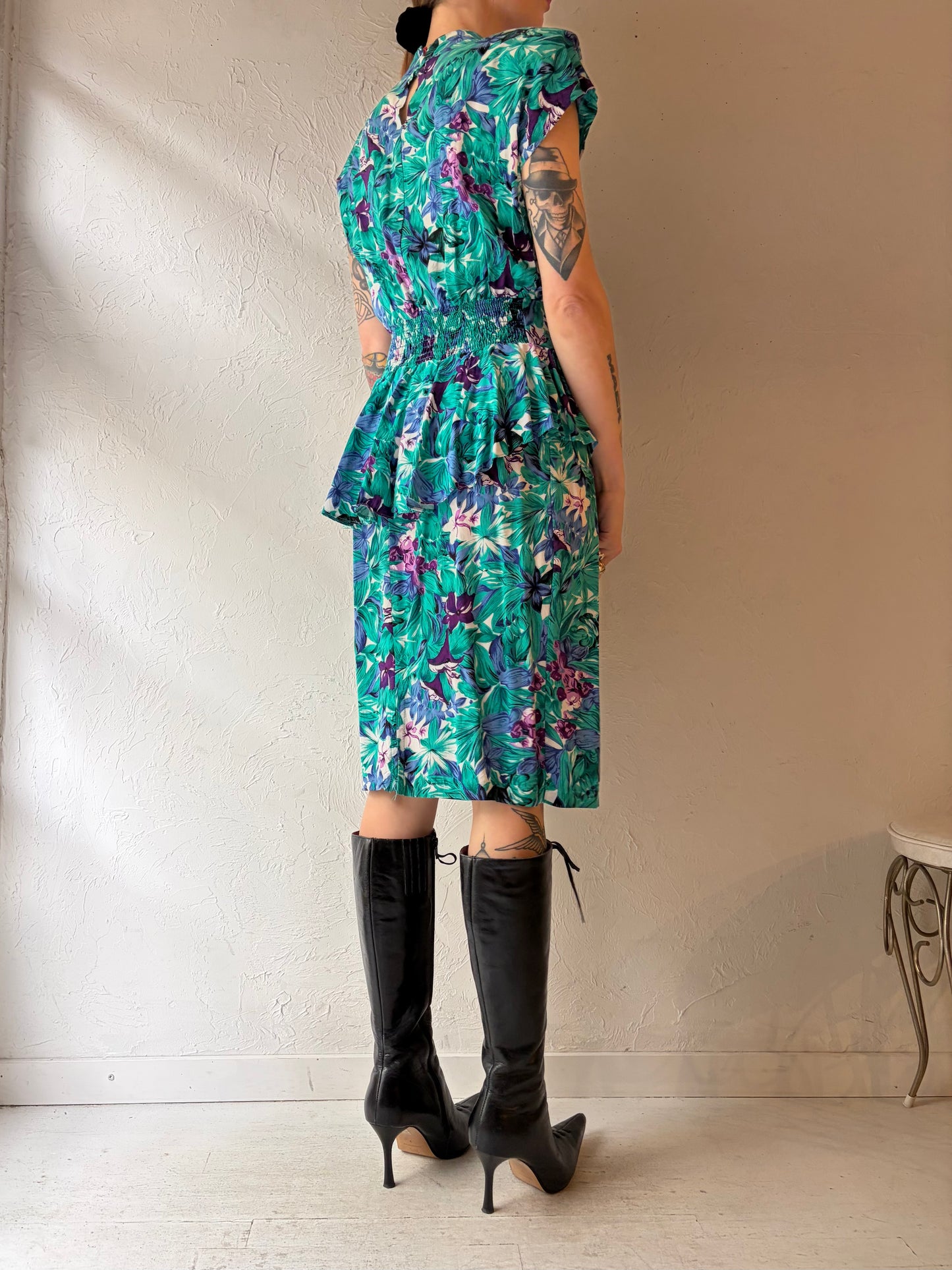 90s 'Savannah' Floral Midi Dress / Small / 1990s Summer Dress – Vintage 90s Grunge Romantic Dress