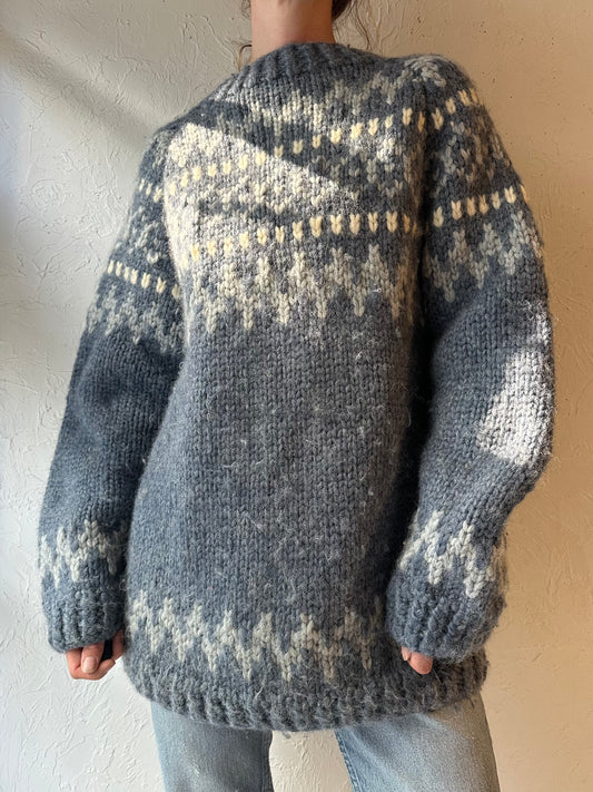 Vintage Hand Knit Wool Sweater / Large