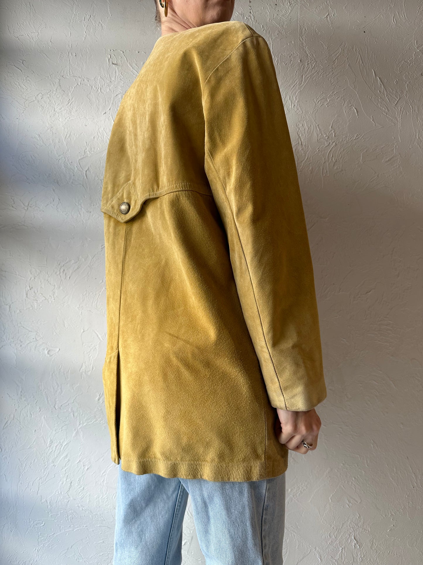 80s 'Danier' Tan Suede Oversized Leather Jacket / Small