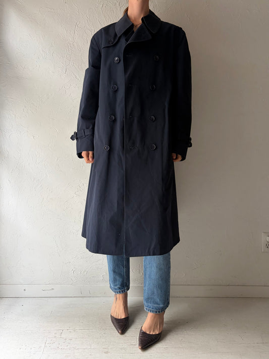 Vintage 'London Fog' Navy Blue Classic Trench Coat / Large