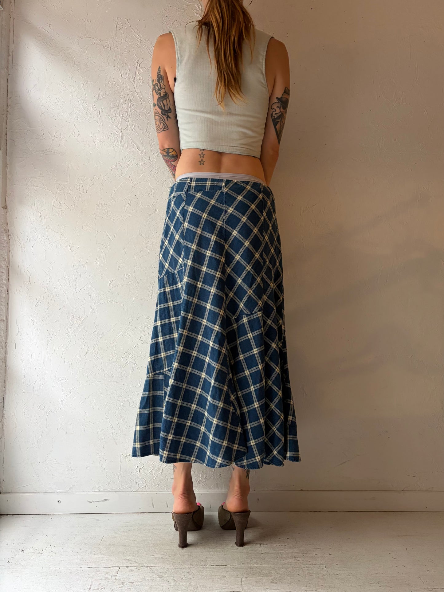 Y2k 'Ralph Lauren' Linen Cotton Midi Skirt / Medium