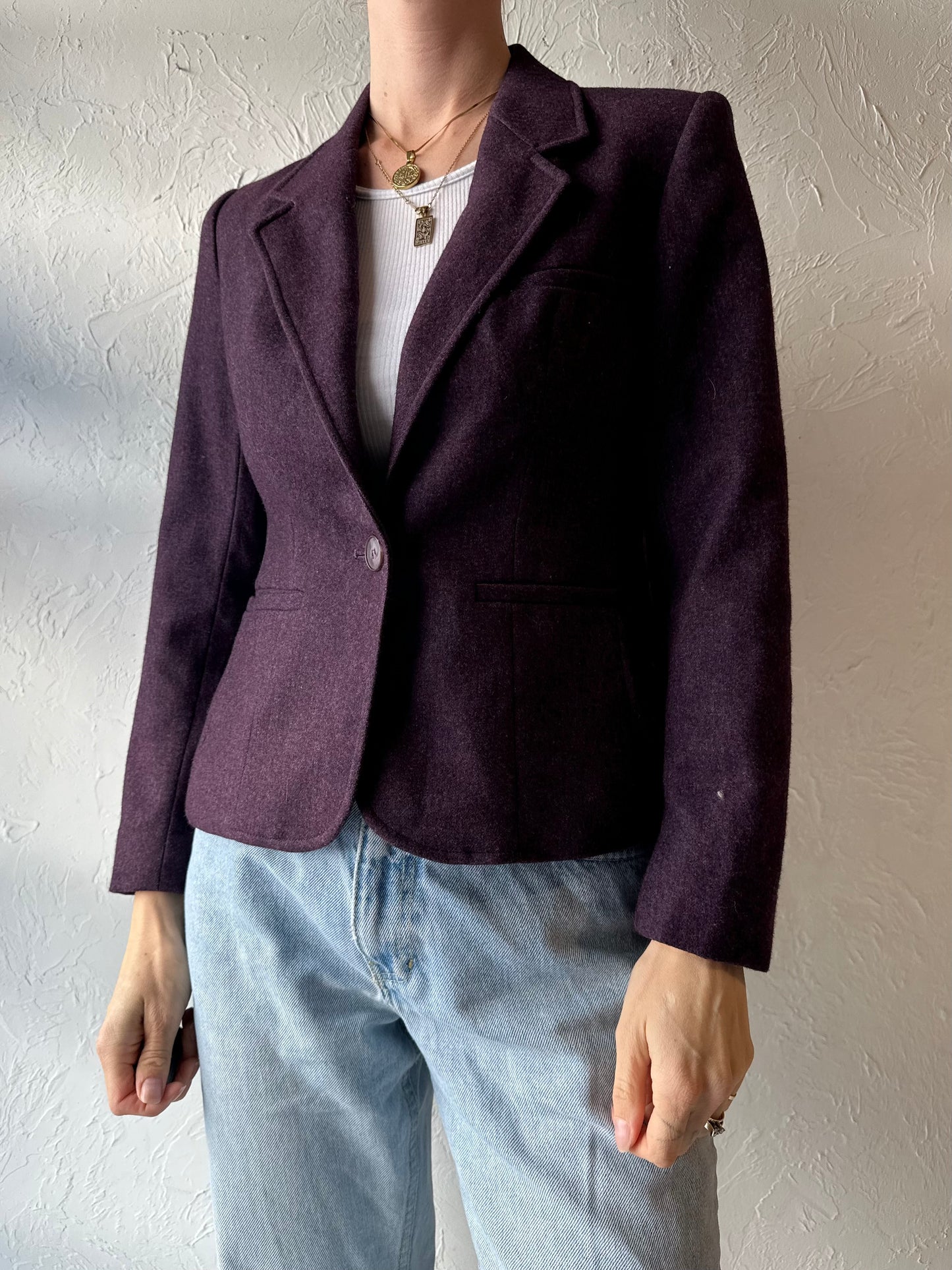 70s 80s 'Evan Picone' Purple Knit Blazer Jacket / Union Made / Small