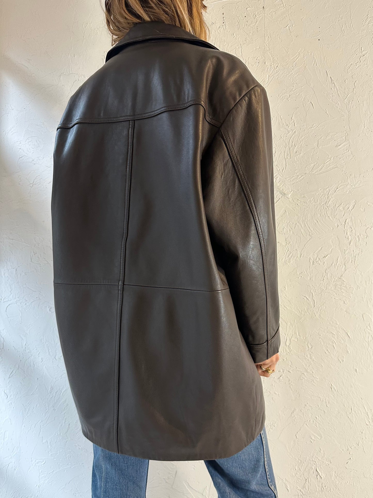 90s ‘Danier’ Brown Leather Jacket / Medium