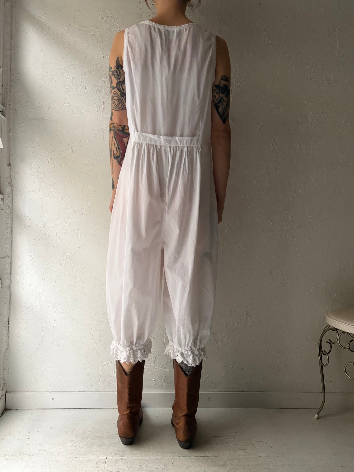 Vintage ‘April Cornell’ White Cotton Jumpsuit / Medium
