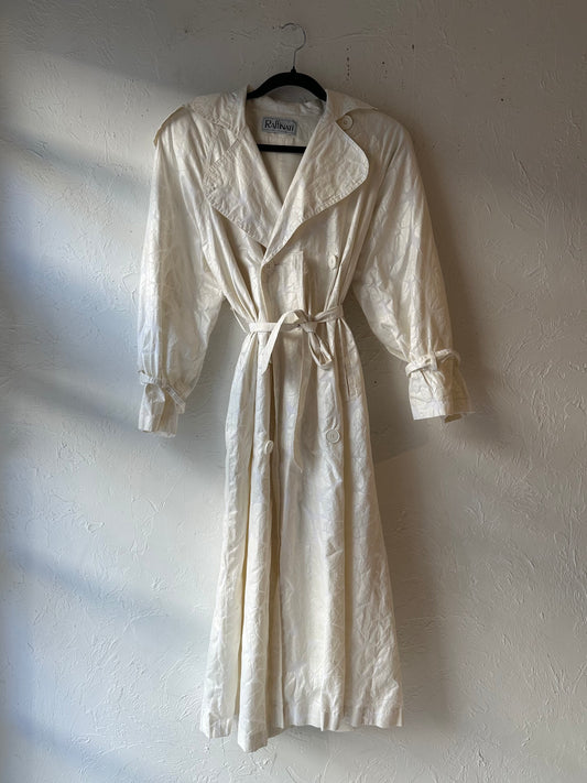 90s White Trench Coat / Medium