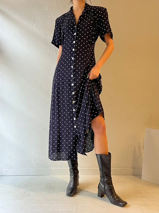 90s ‘Coldwater Creek’ Polka Dot Dress / XL