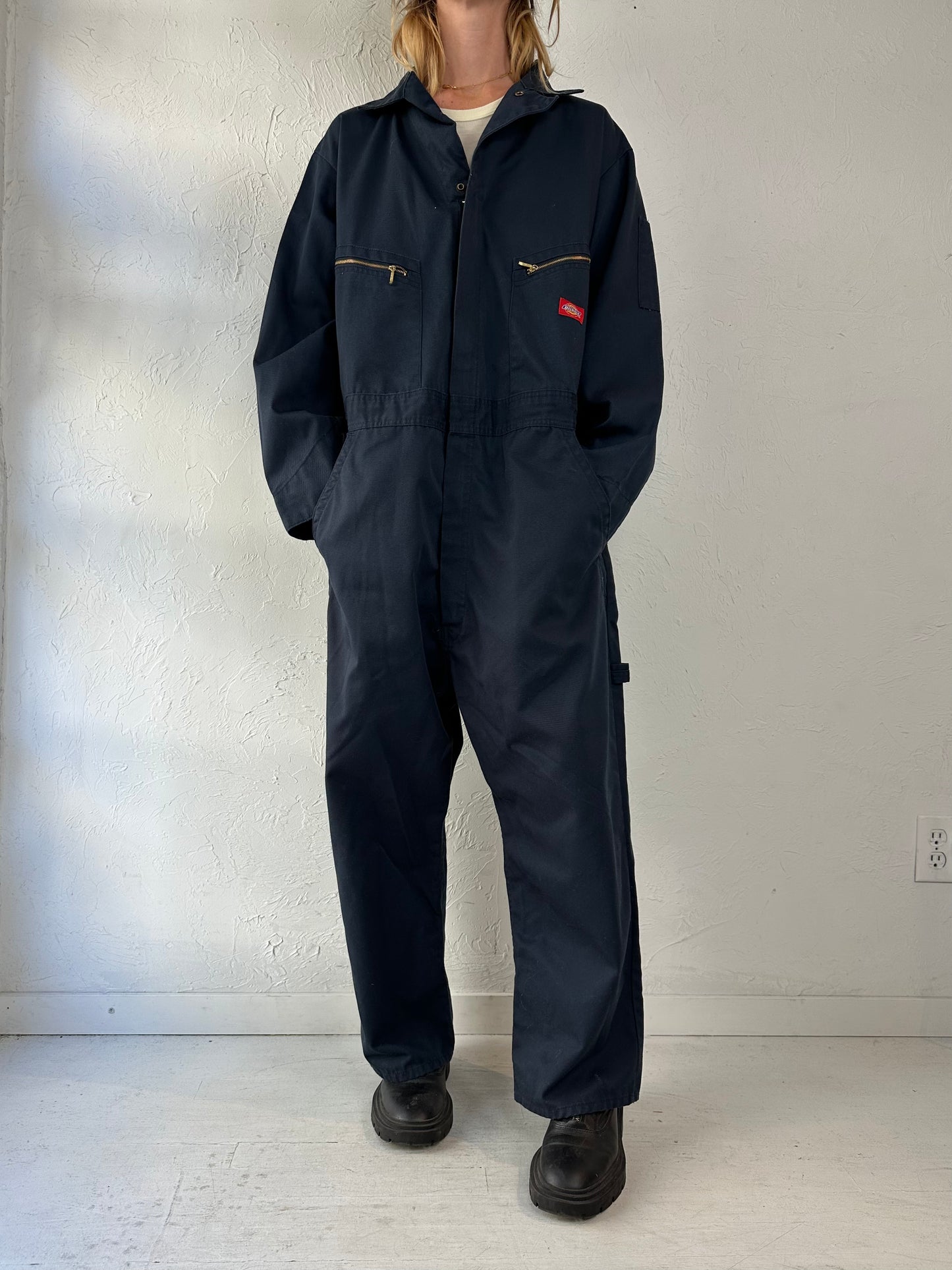 Y2k 'Dickies' Navy Blue Boiler Suit / Large