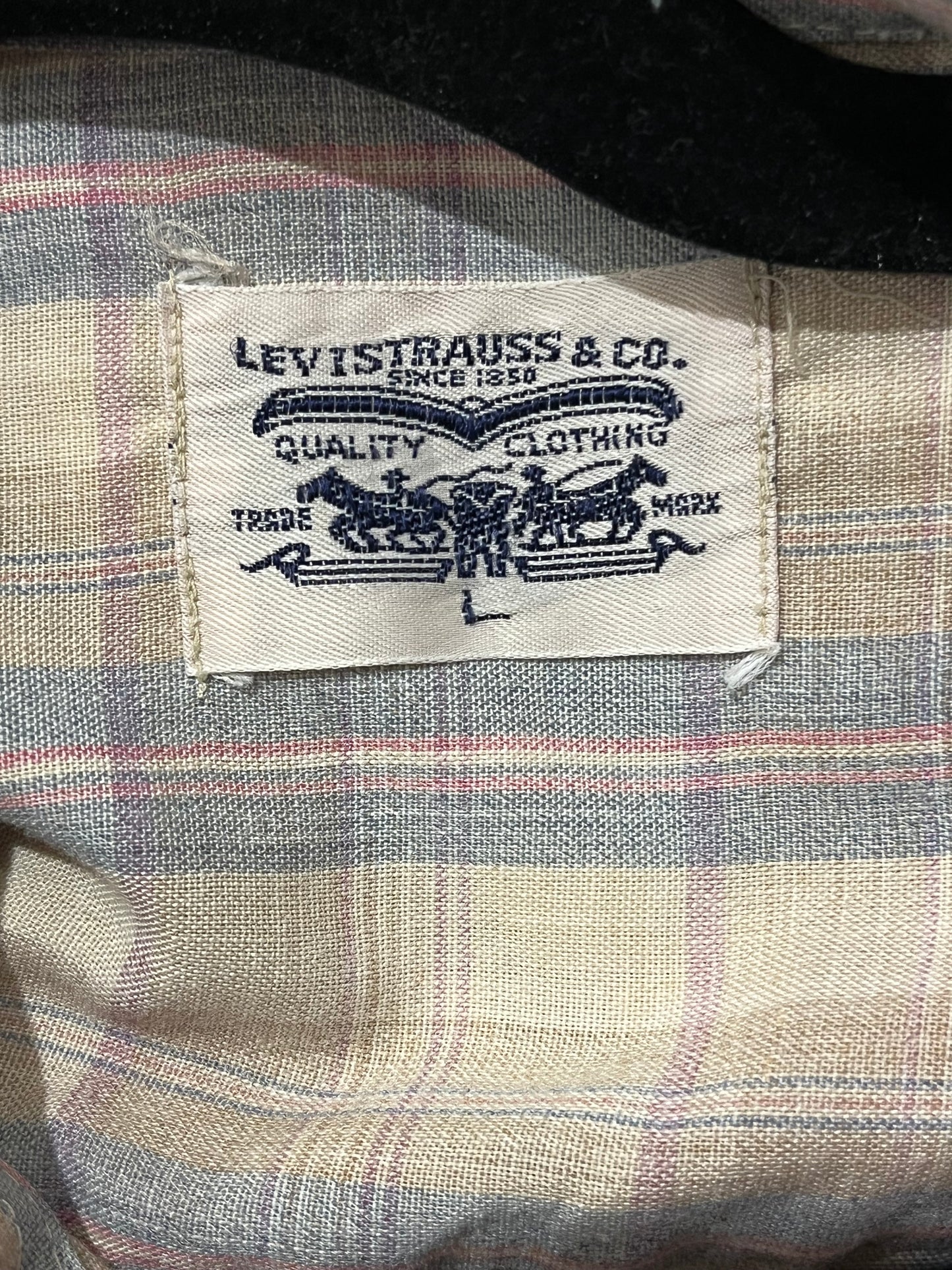 70s ‘Levi’s’ Plaid Snap Up Western Shirt / Large