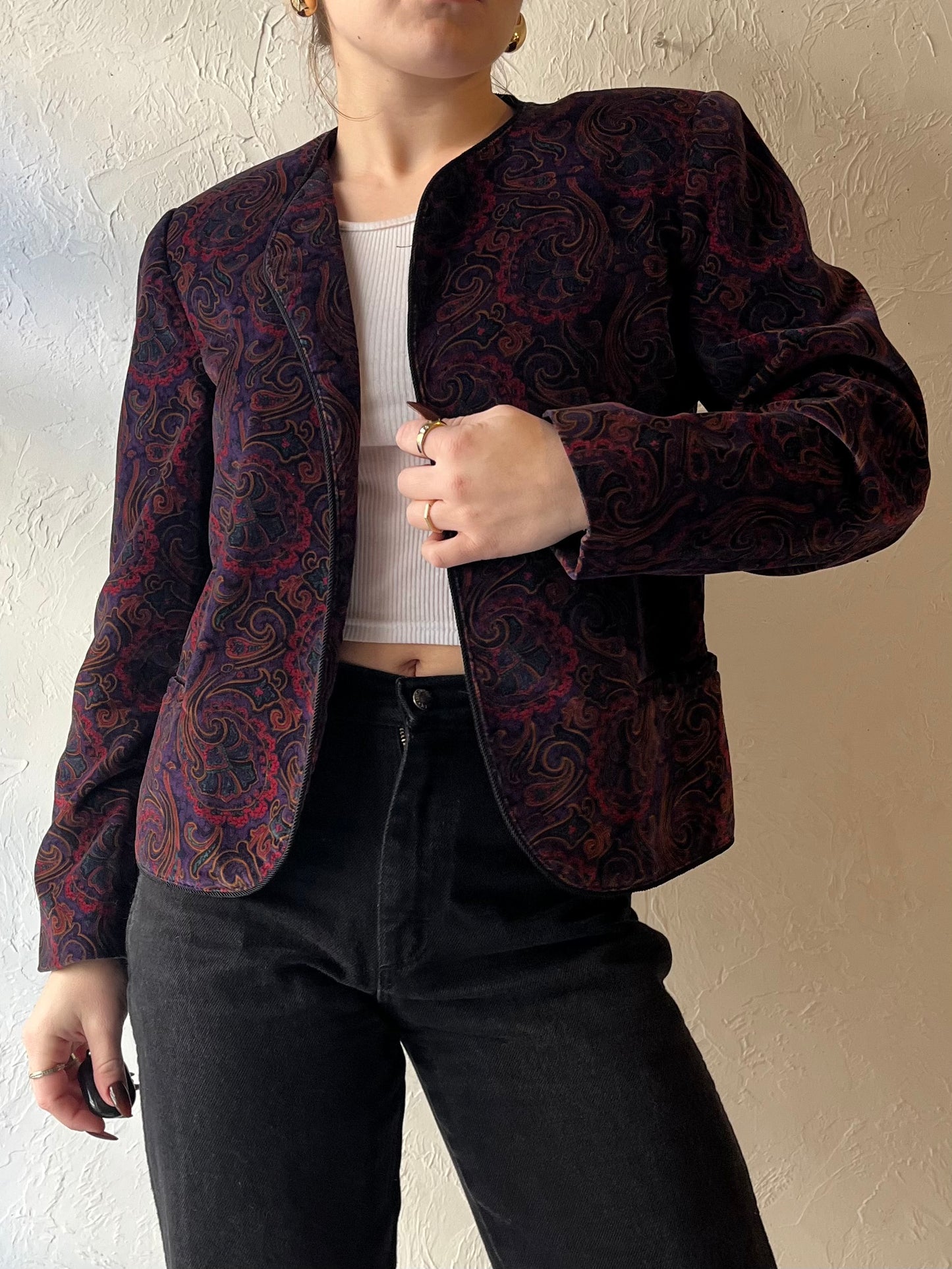 90s ‘Bryn Connelly’ Paisley Velvet Jacket / Small - Medium