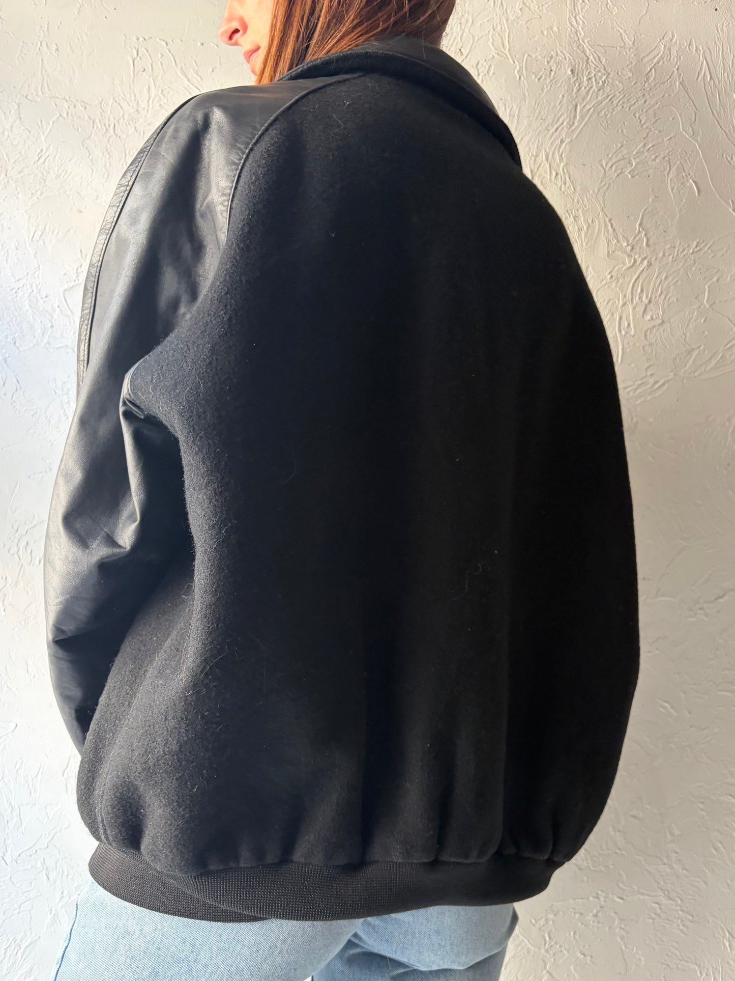 90s 'Lakers' Black Varsity Bomber Jacket / XL