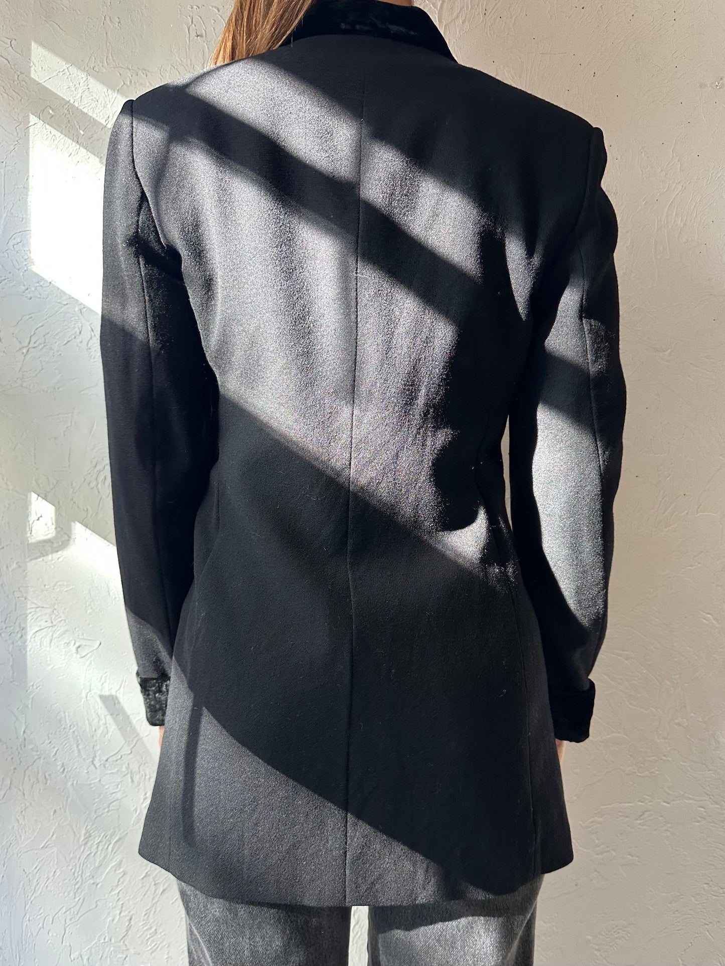 90s 'Hugo Buscati' Black Wool Blazer Jacket / Small