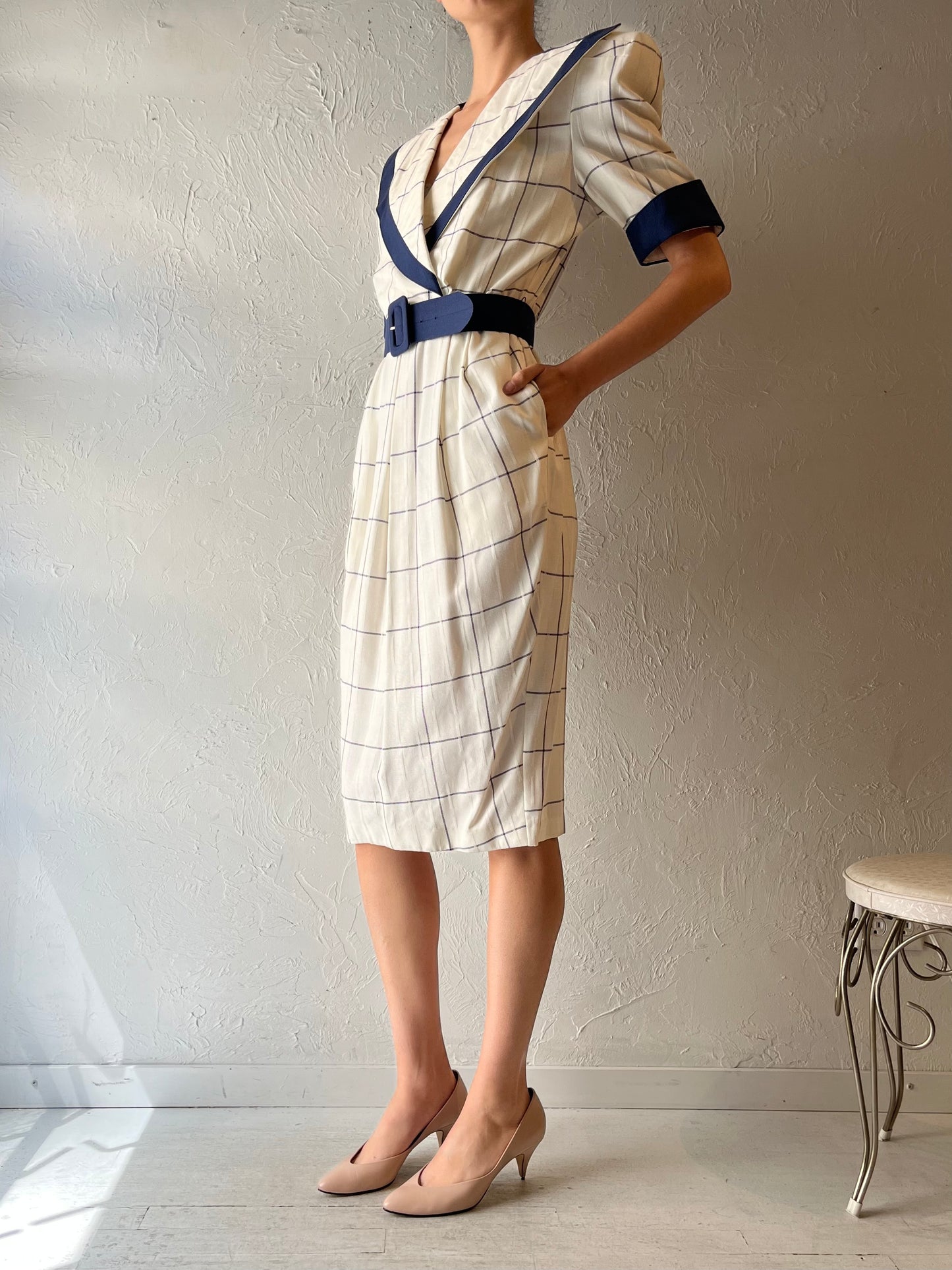 80s 'Billie' Collared Midi Dress / Medium