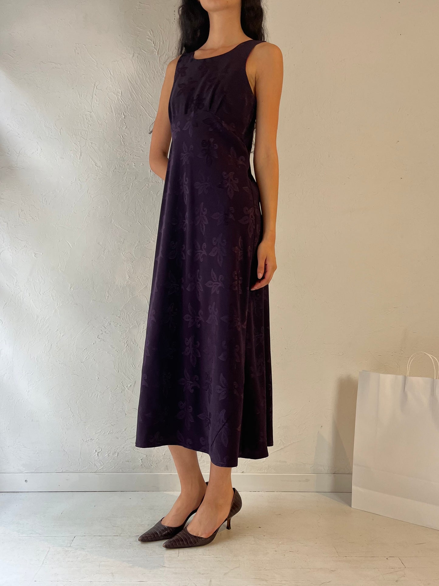 90s 'Maurices' Dark Purple Evening Dress / Small - Medium