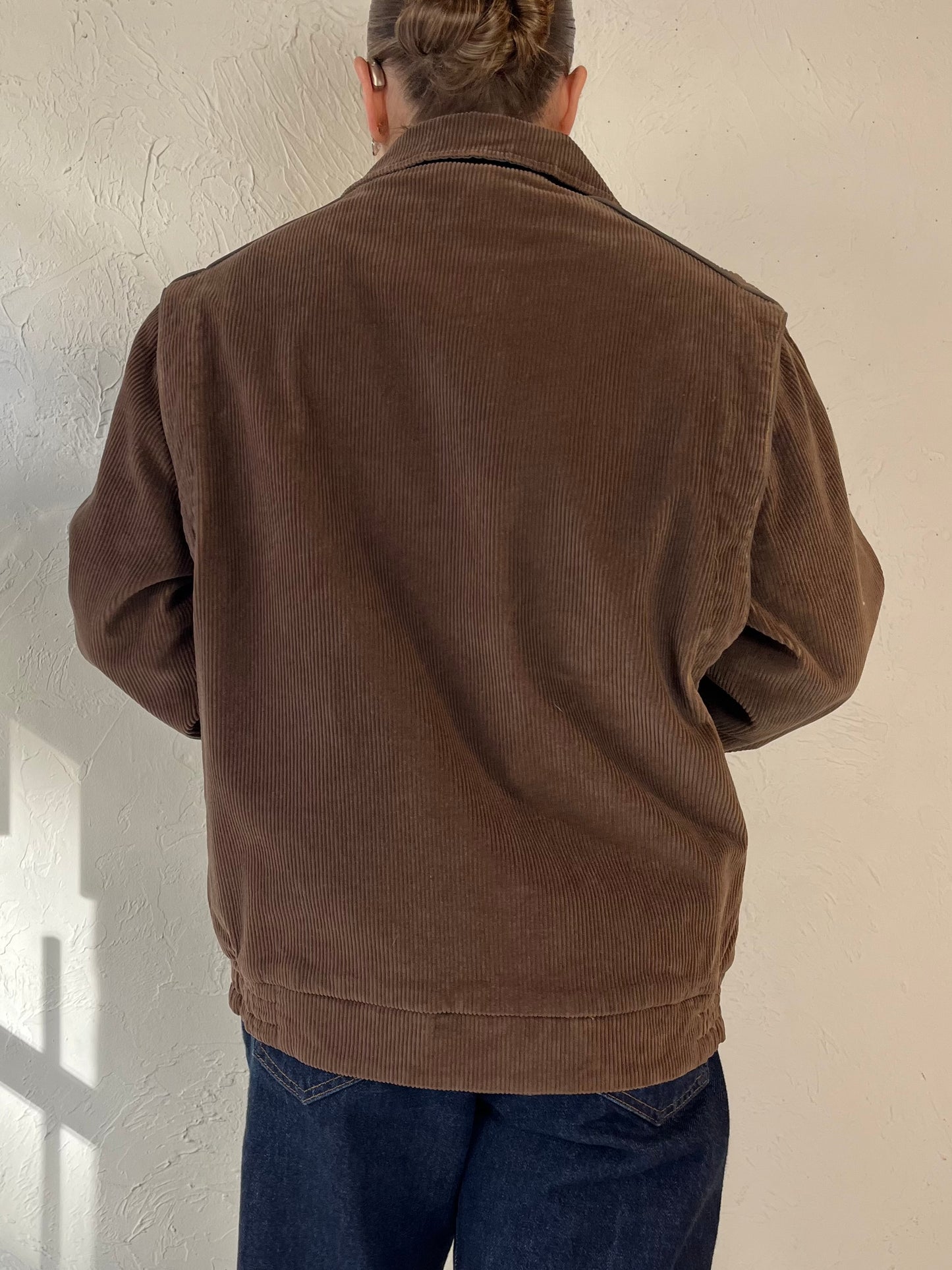 90s ‘Sport Crest’ Brown Corduroy Reversible Bomber / Medium