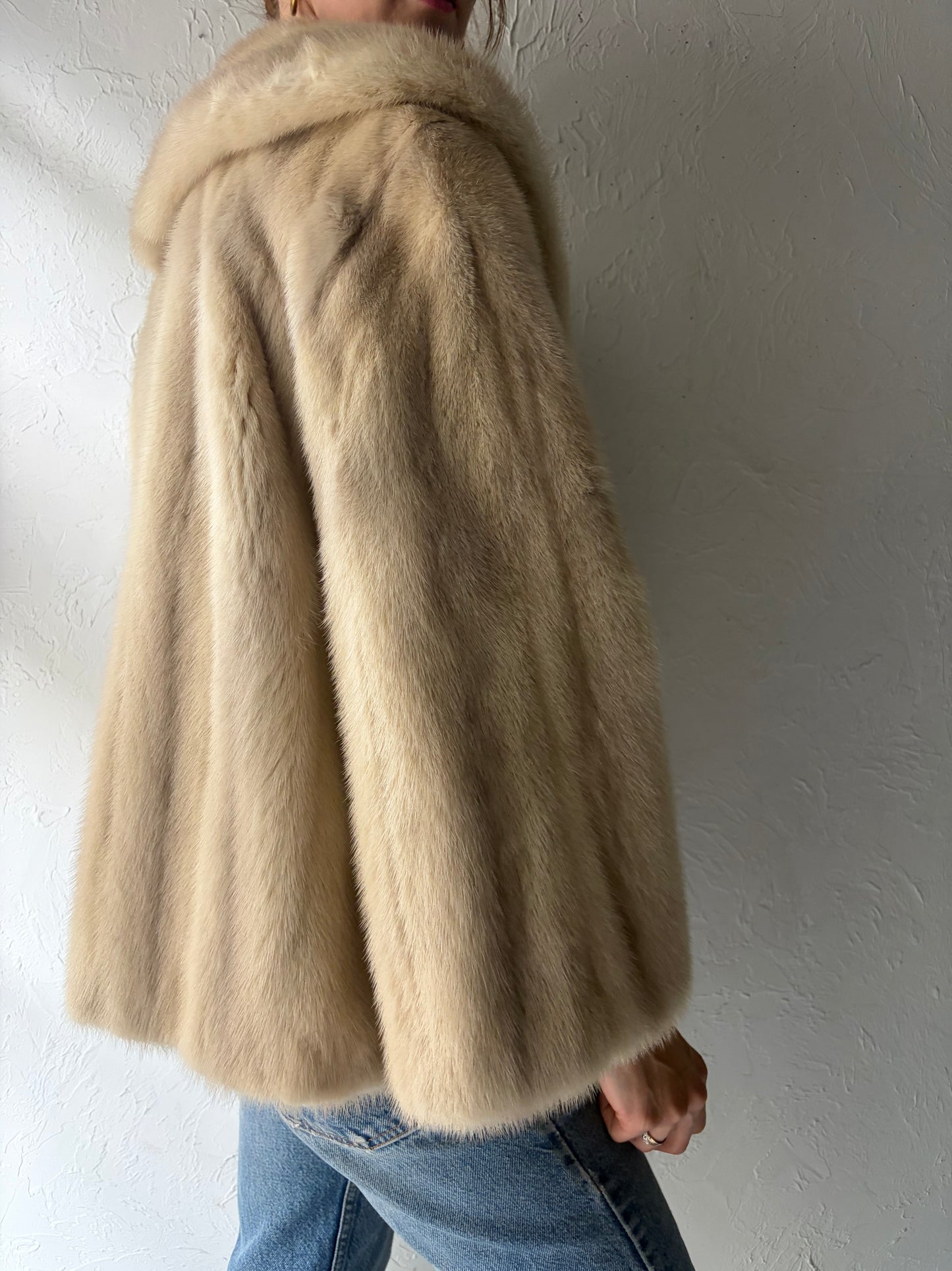 70s Cream Authentic Fur Jacket / Small