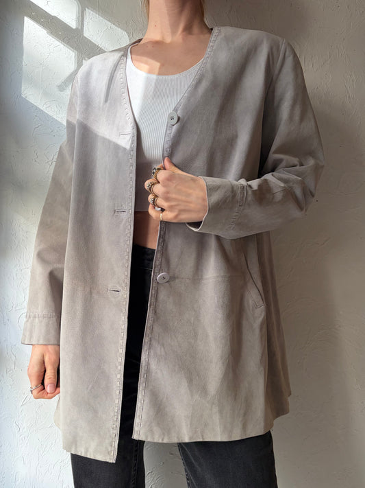90s 'Danier' Gray Suede Jacket / Medium
