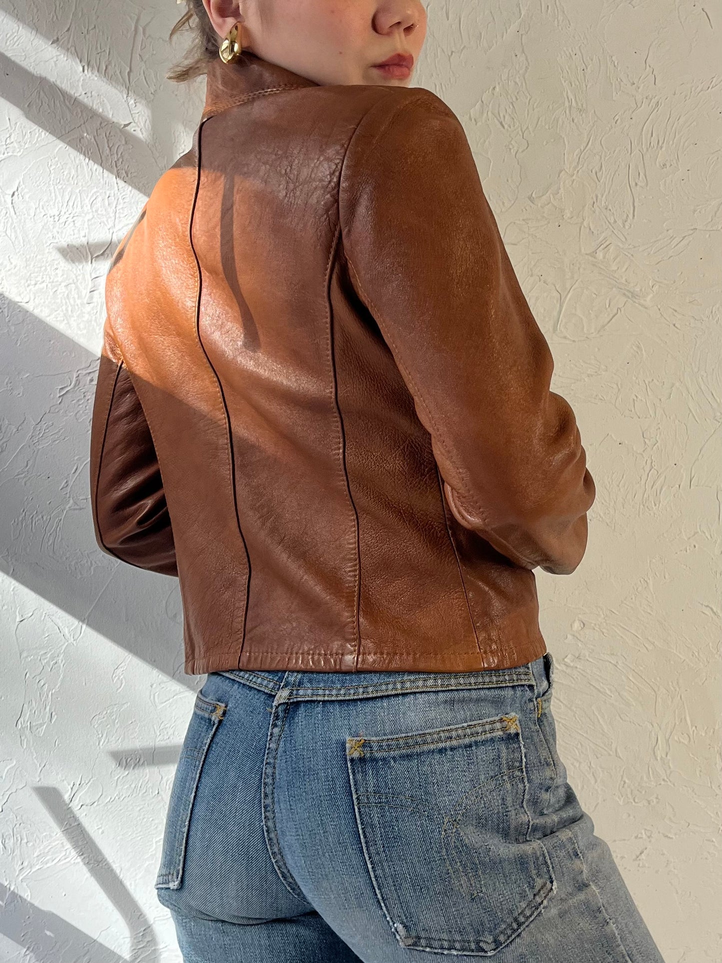 70s 'Marquis' Brown Leather Jacket / Small