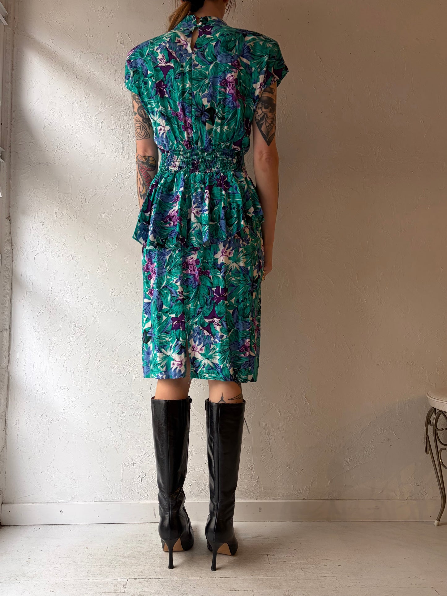 90s 'Savannah' Floral Midi Dress / Small / 1990s Summer Dress – Vintage 90s Grunge Romantic Dress