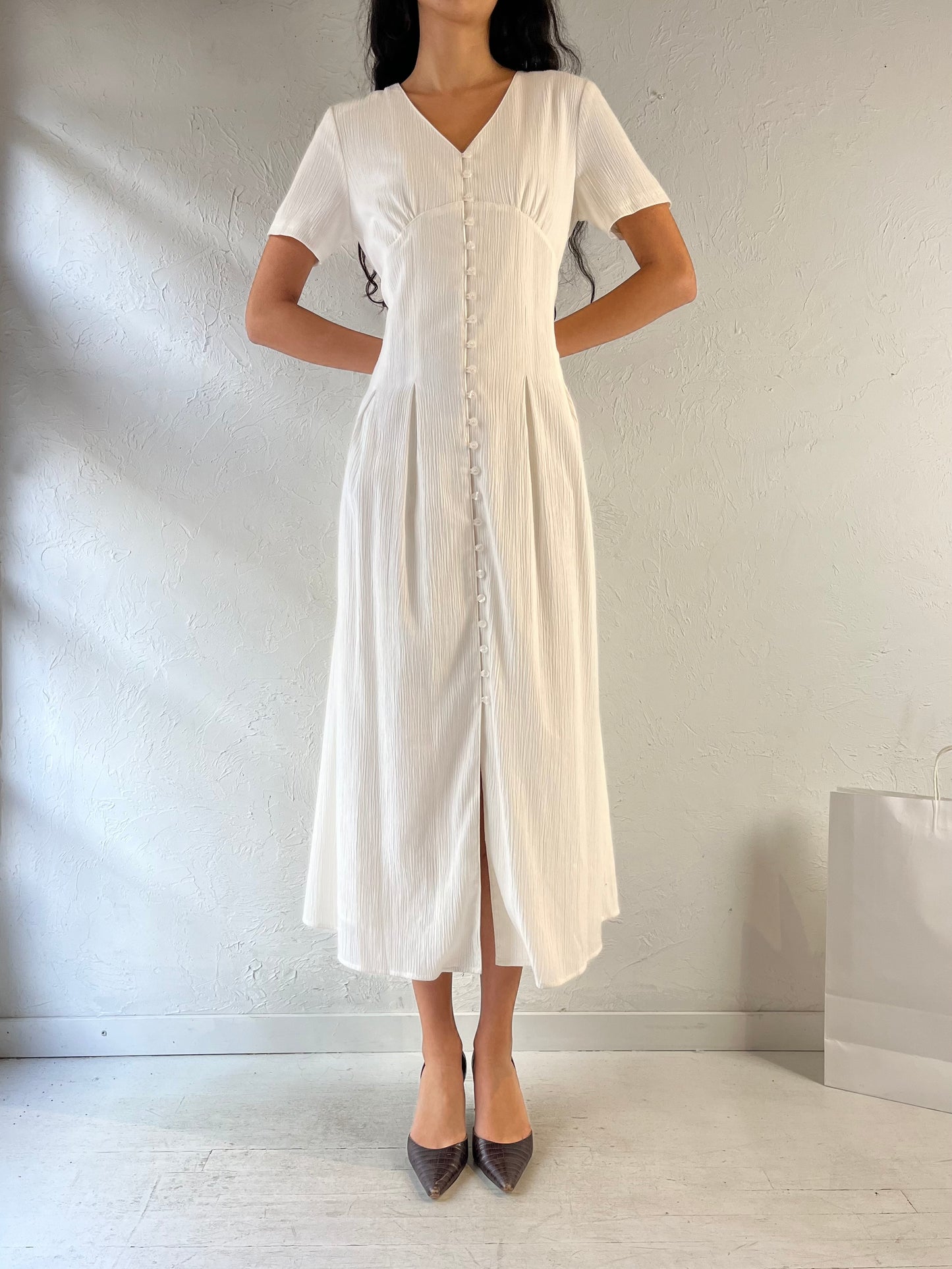 Vintage Y2K 'Together' White Midi Dress / Large