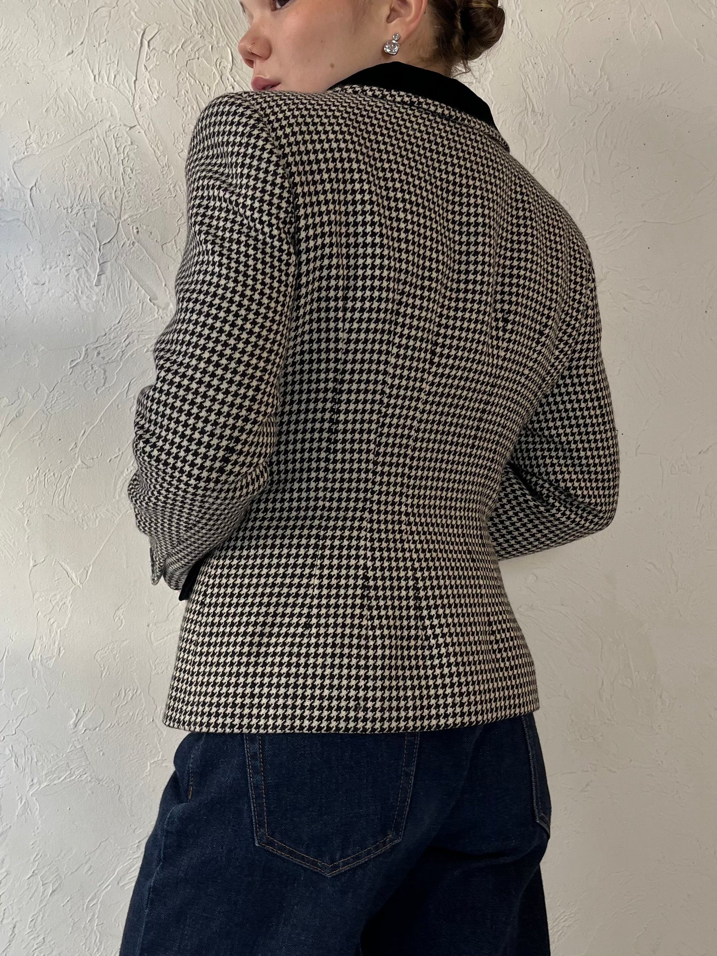 90s Knit Herringbone Blazer Style Jacket / Small