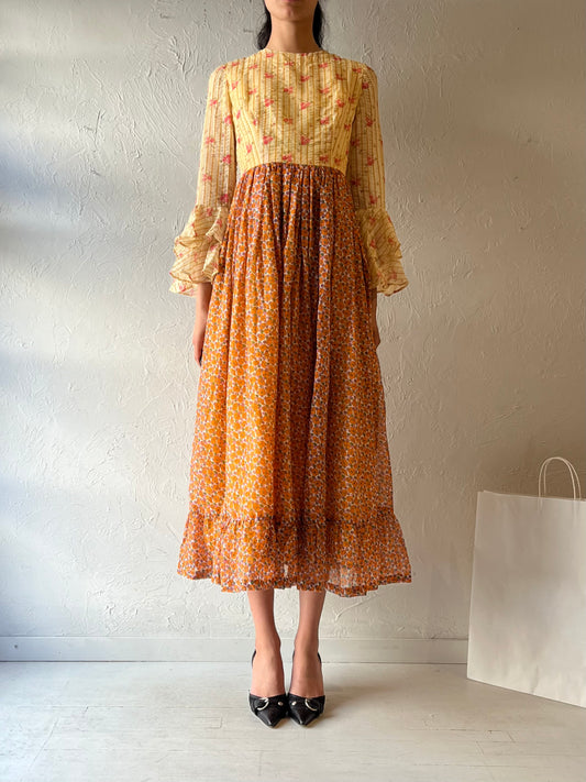Vintage Handmade Long Sleeve Prairie Dress / Small